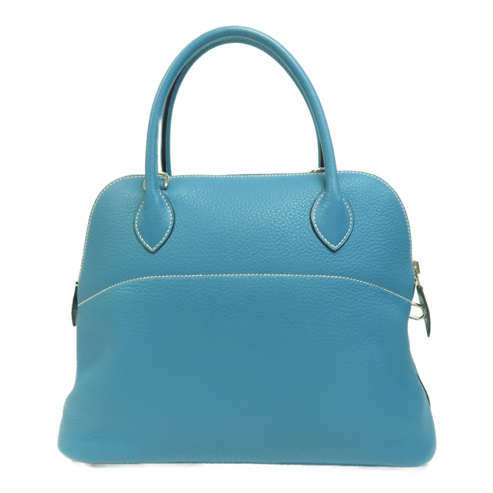 HERMES Clemence皮革Bolide 31銀扣手挽肩背兩用袋Bleu Jean/藍色