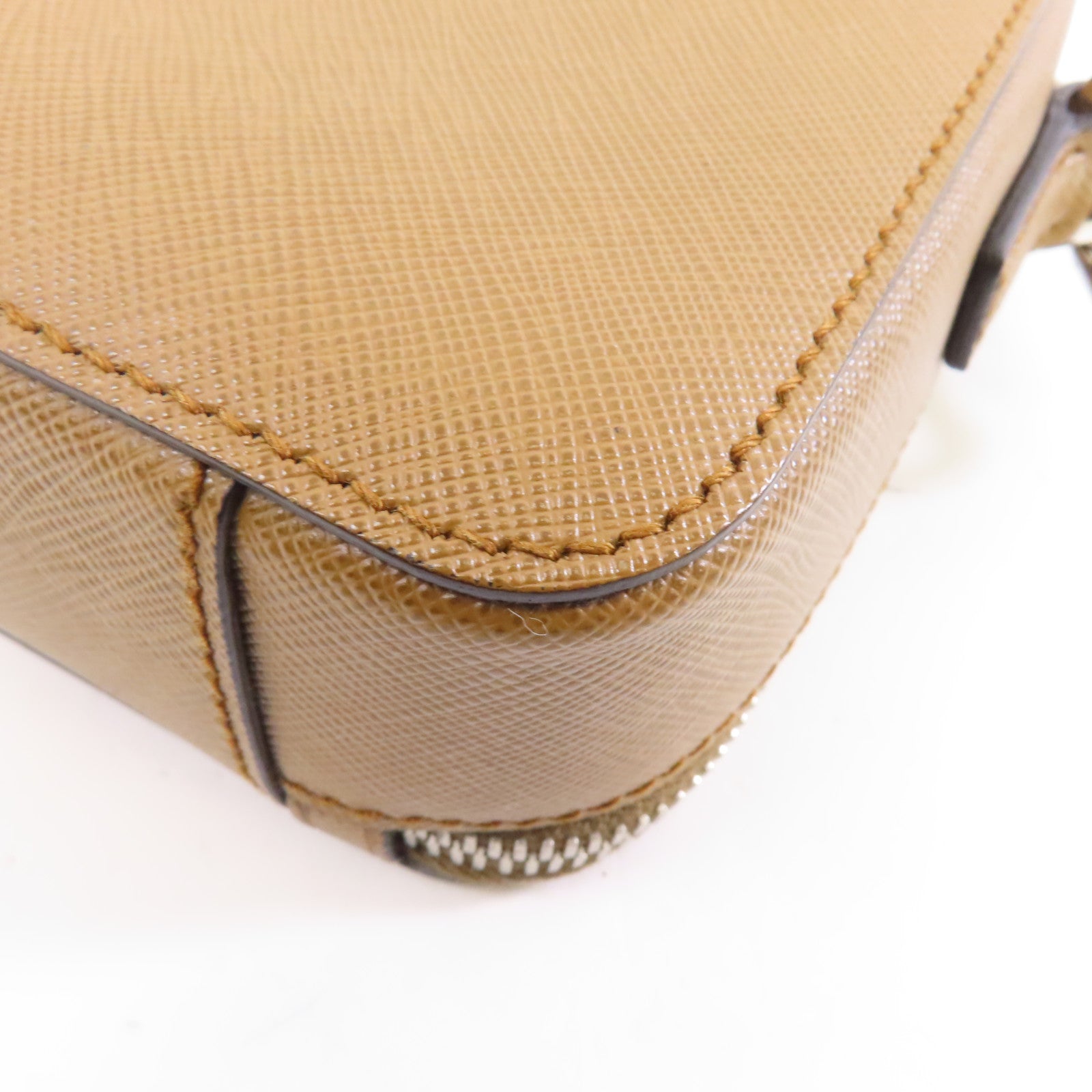 PRADA 牛皮皮革Shoulder Bag銀扣肩背袋啡色/黑色