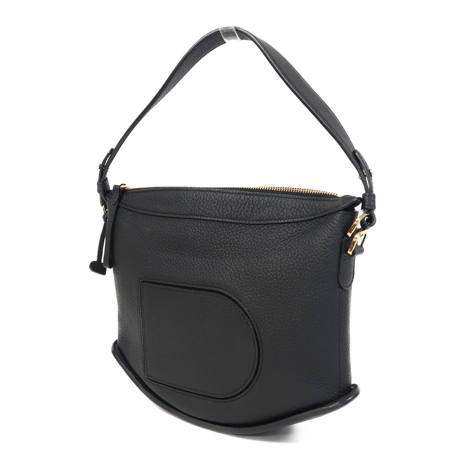 Delvaux Taurillon皮革Pin Swing金扣肩背袋黑色