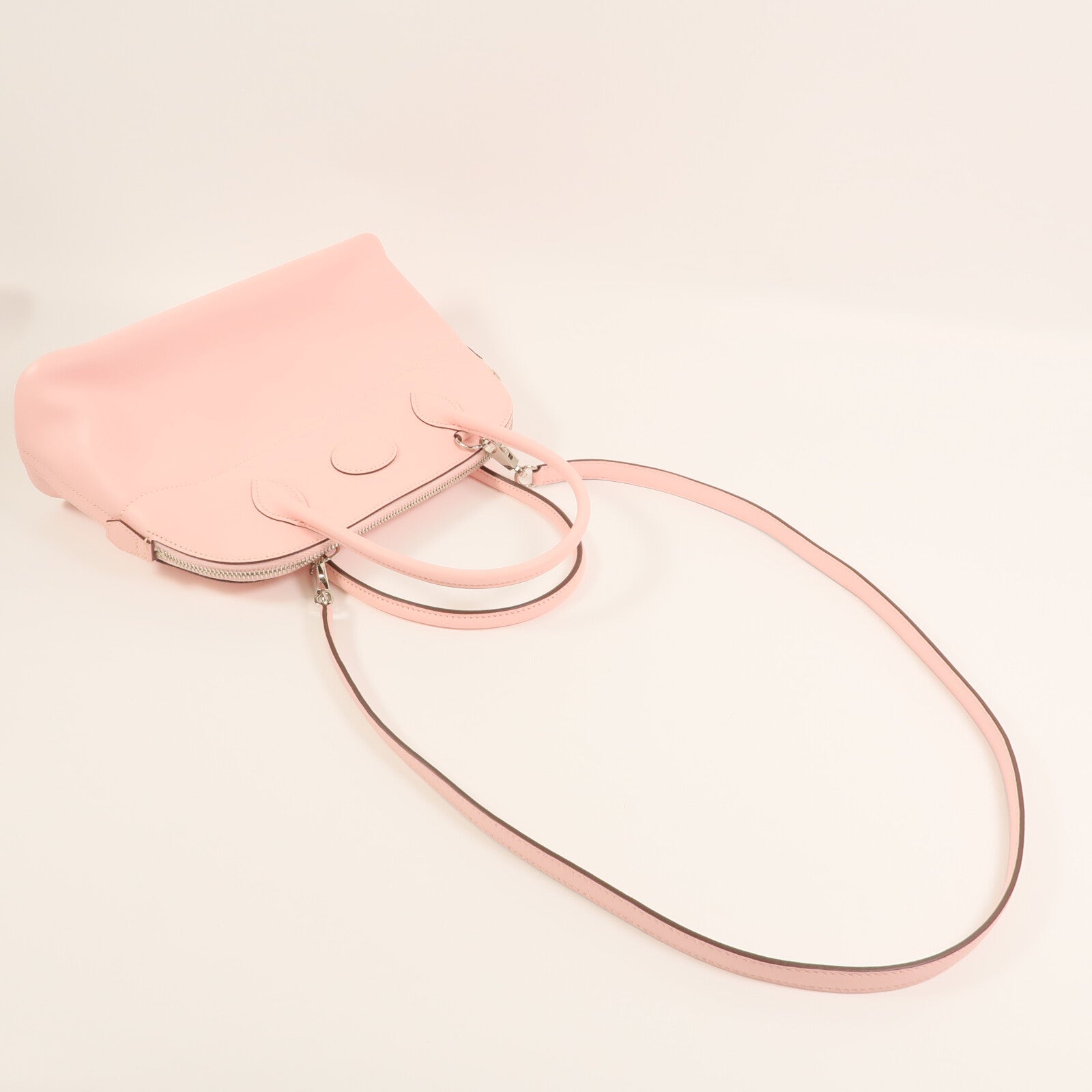 HERMES Epsom皮革Bolide 27銀扣手挽肩背兩用袋Rose Sakura
