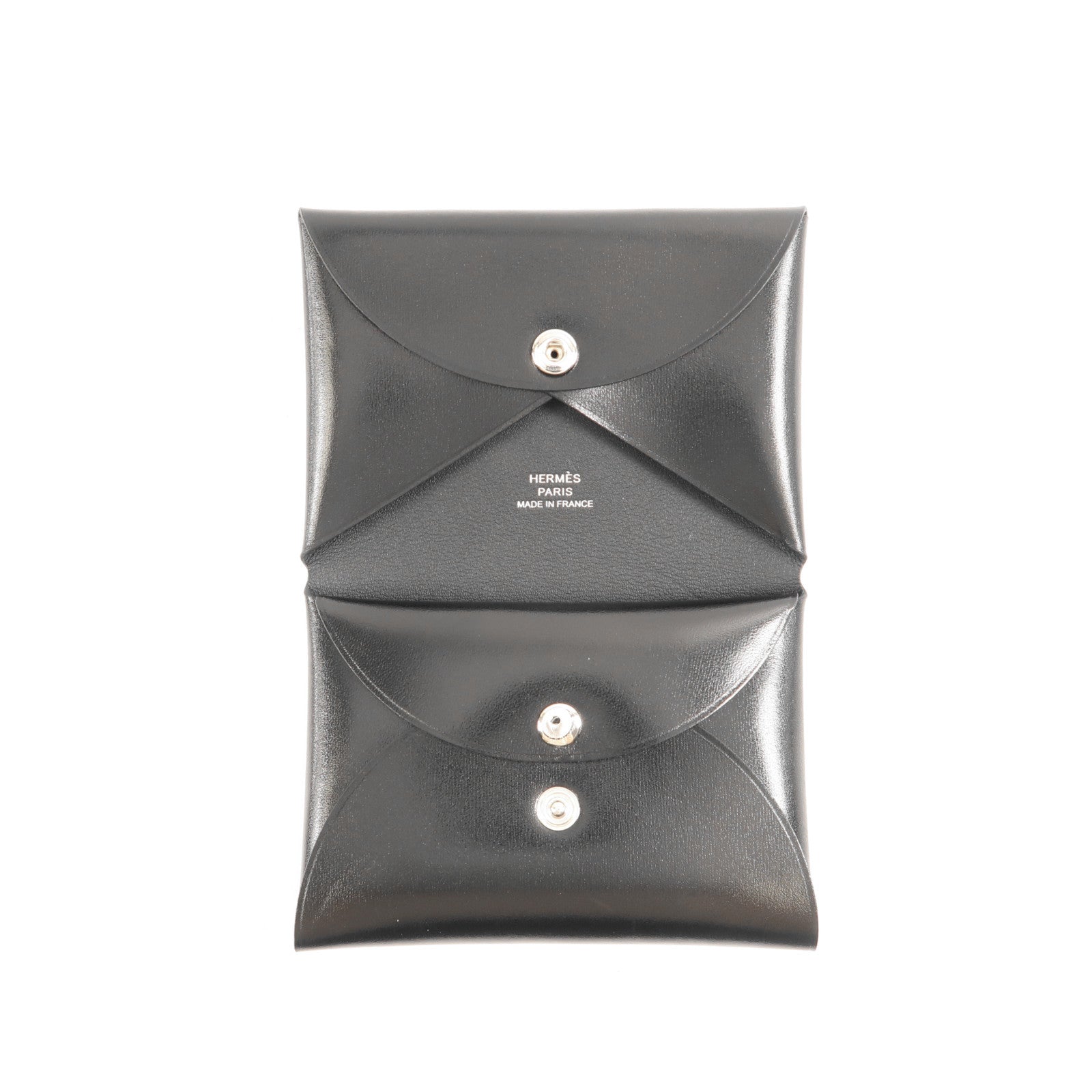 HERMES Swift皮革Calvi Duo銀扣卡片套