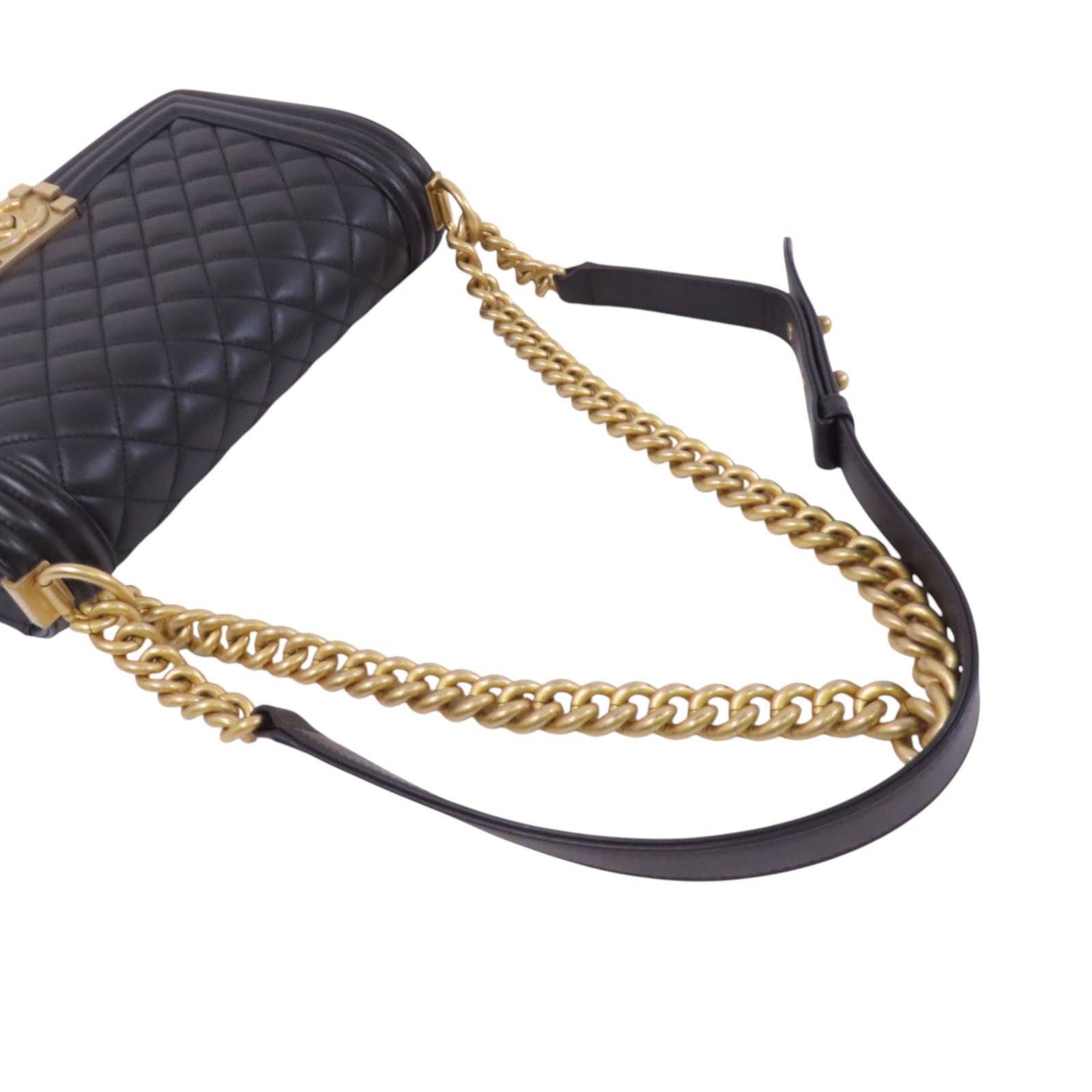 CHANEL 羊皮皮革Boy Chanel 25金扣鏈帶肩背袋