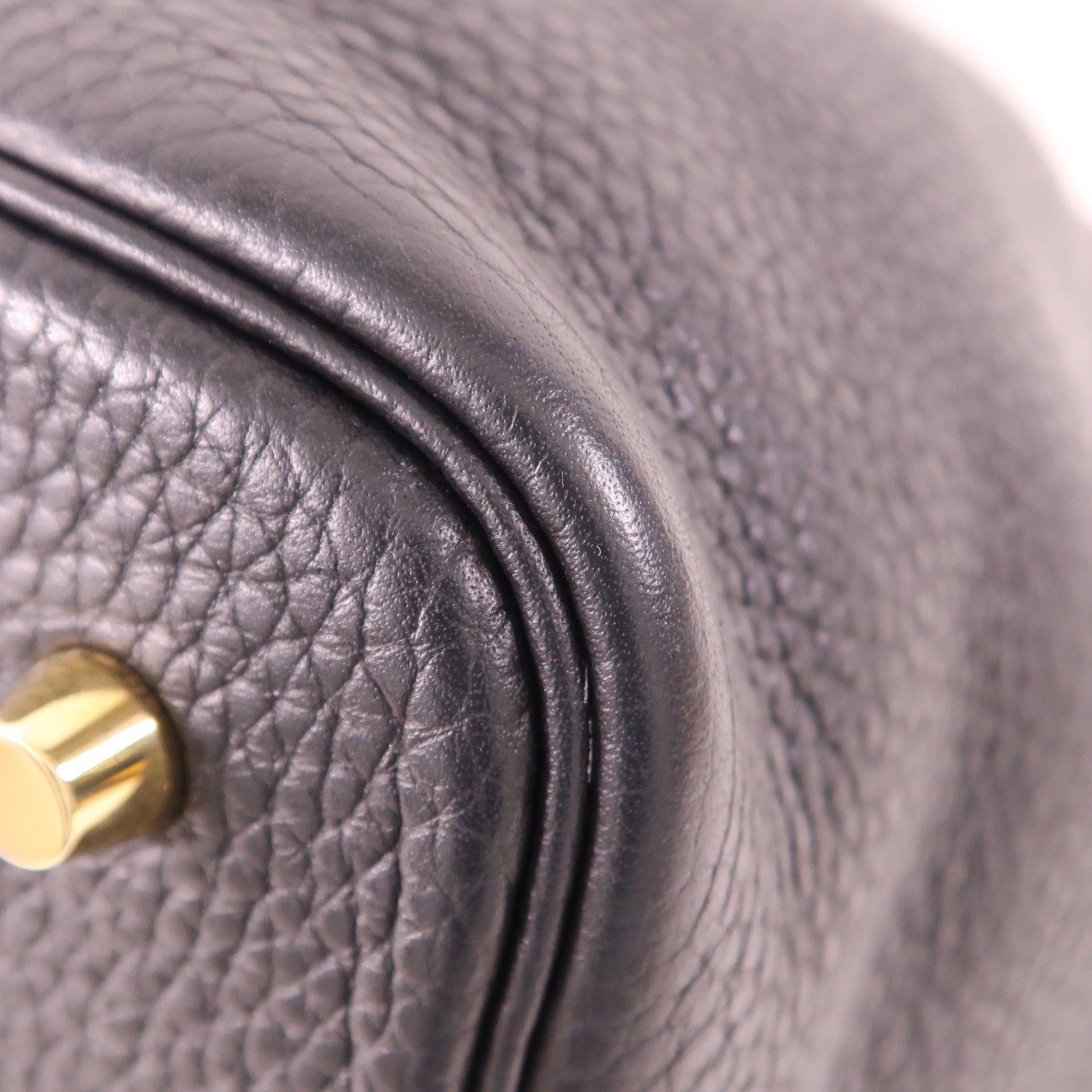 HERMES Clemence皮革Picotin MM金扣手挽袋89 Noir