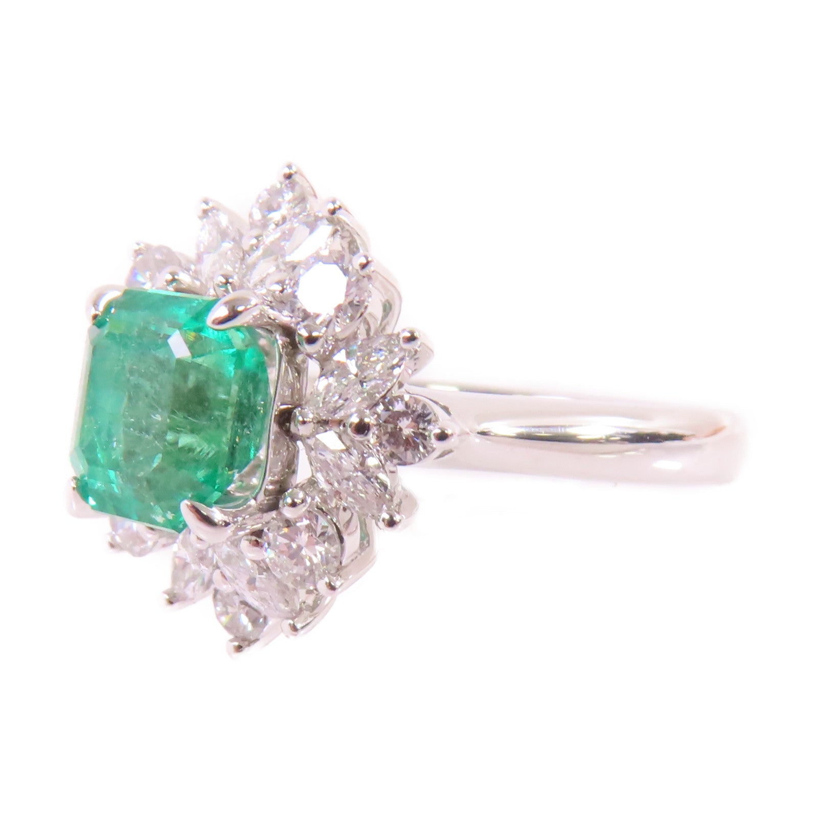 JEWELRY PT950鉑金/1.71ct綠寶石/0.82ct鑽石Emerald/Diamond Ring戒指US#6