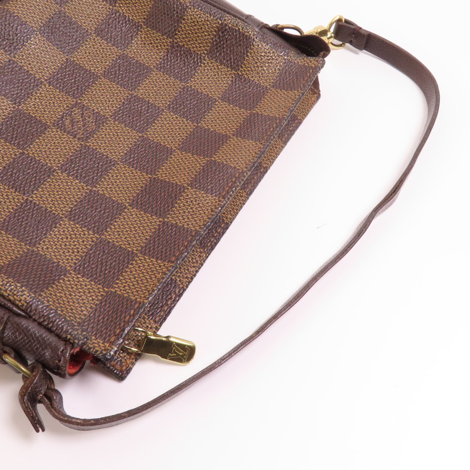 LOUIS VUITTON Damier Trousse Makeup Accessory Pouch金扣手挽袋棕色