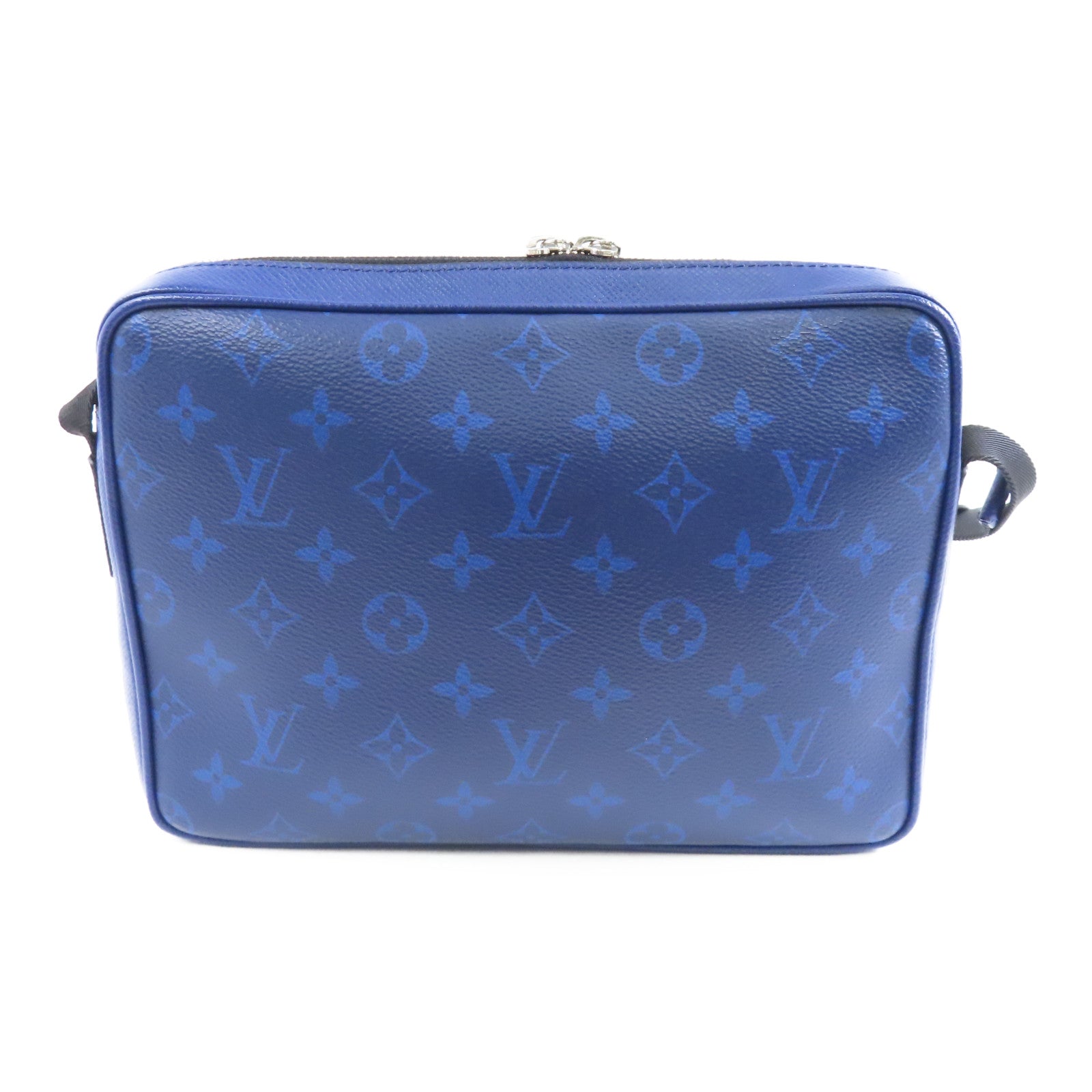 LOUIS VUITTON Monogram/Taiga Outdoor Messenger銀扣肩背袋藍色