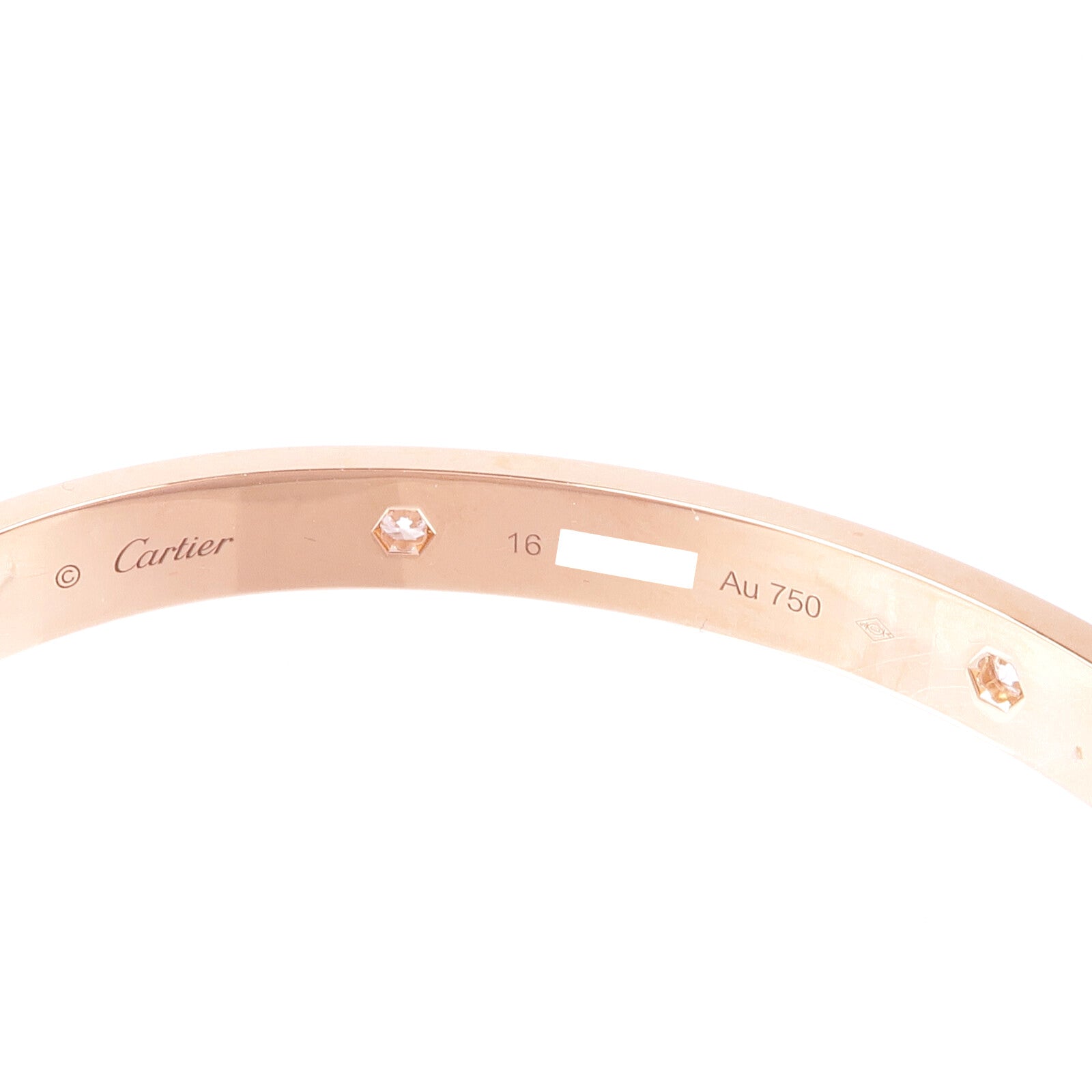 CARTIER 18K玫瑰金Love Bracelet 4 Diamonds鑽石手鐲Cartier#16