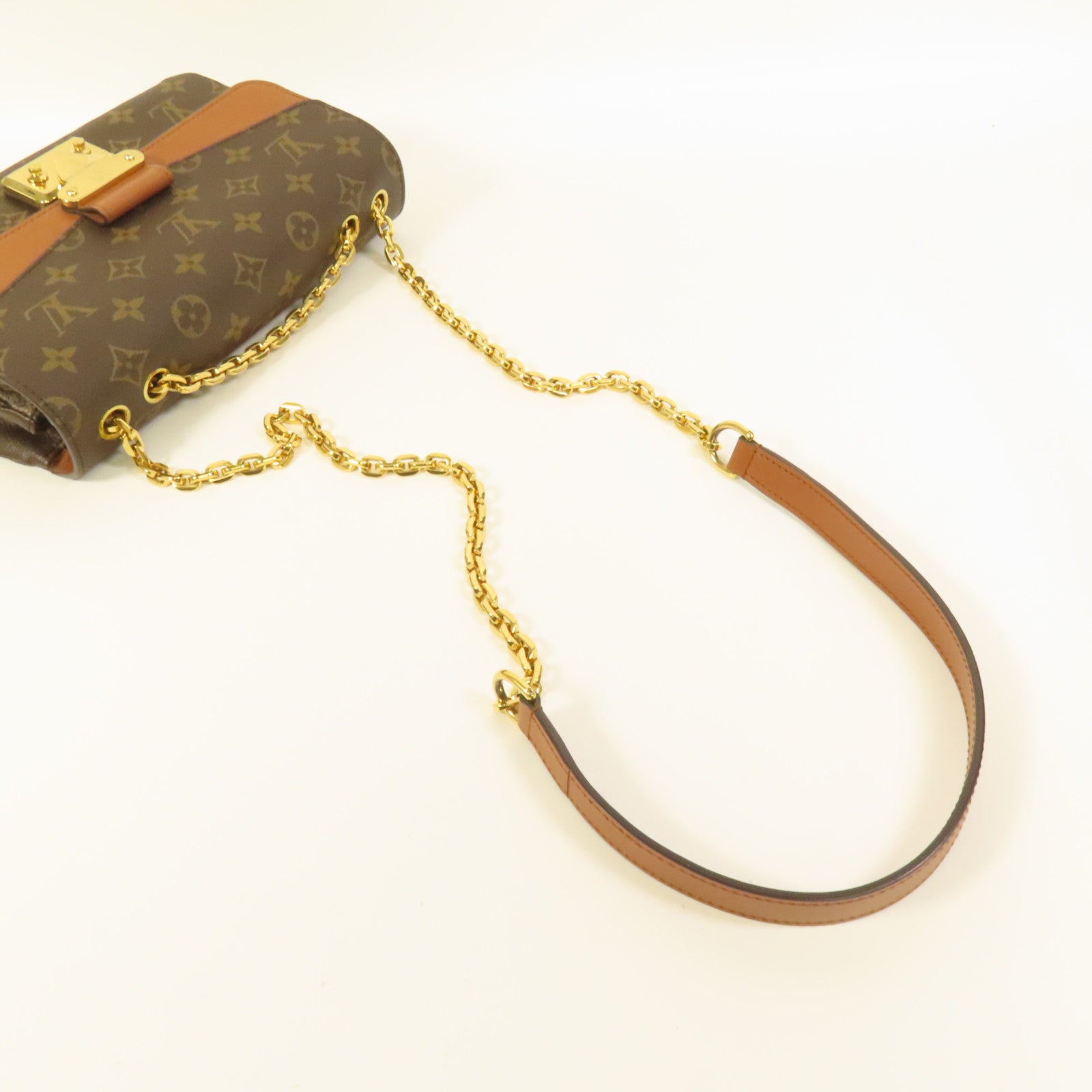 LOUIS VUITTON Monogram Marceau金扣鏈帶肩背袋棕色