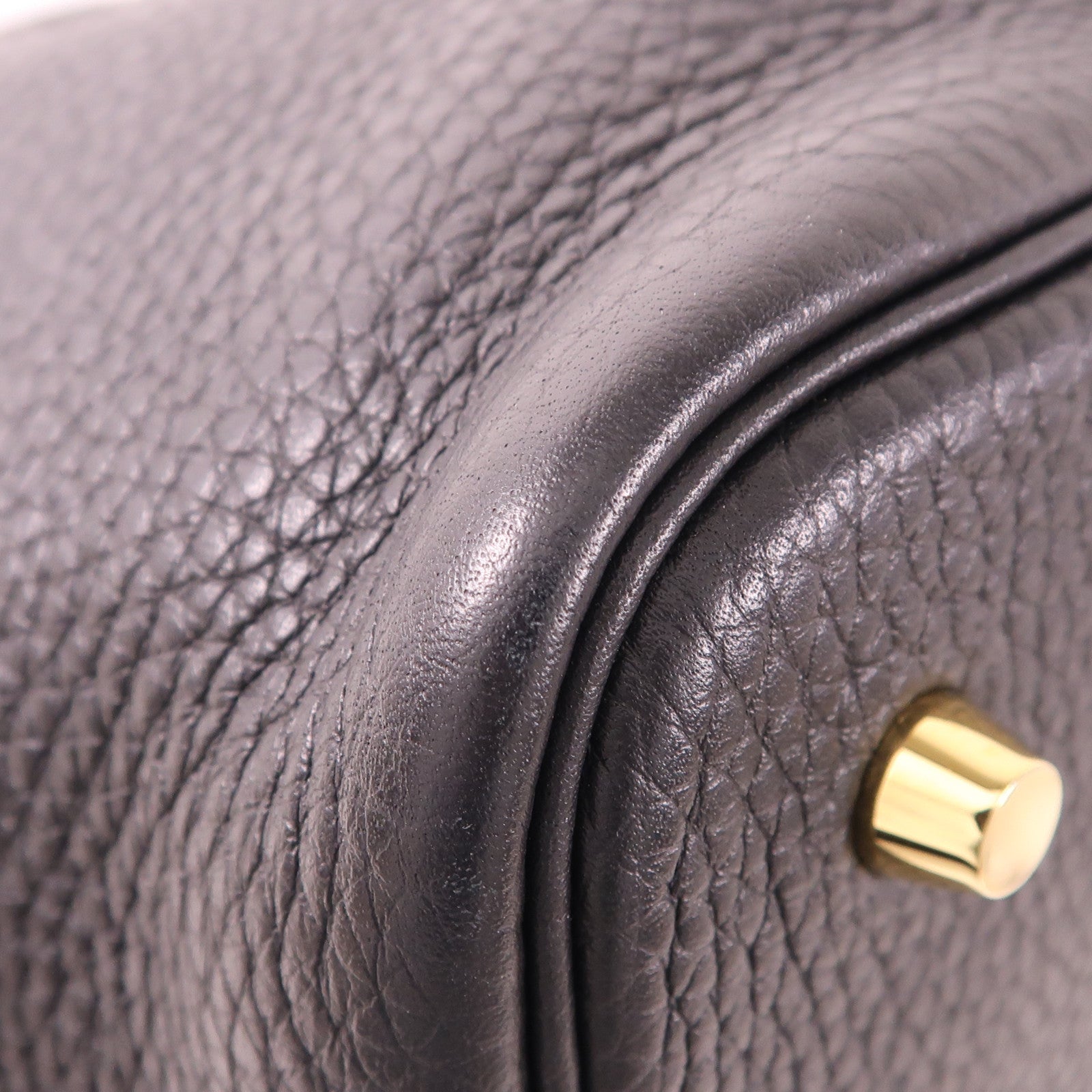 HERMES Clemence皮革Picotin MM金扣手挽袋89 Noir