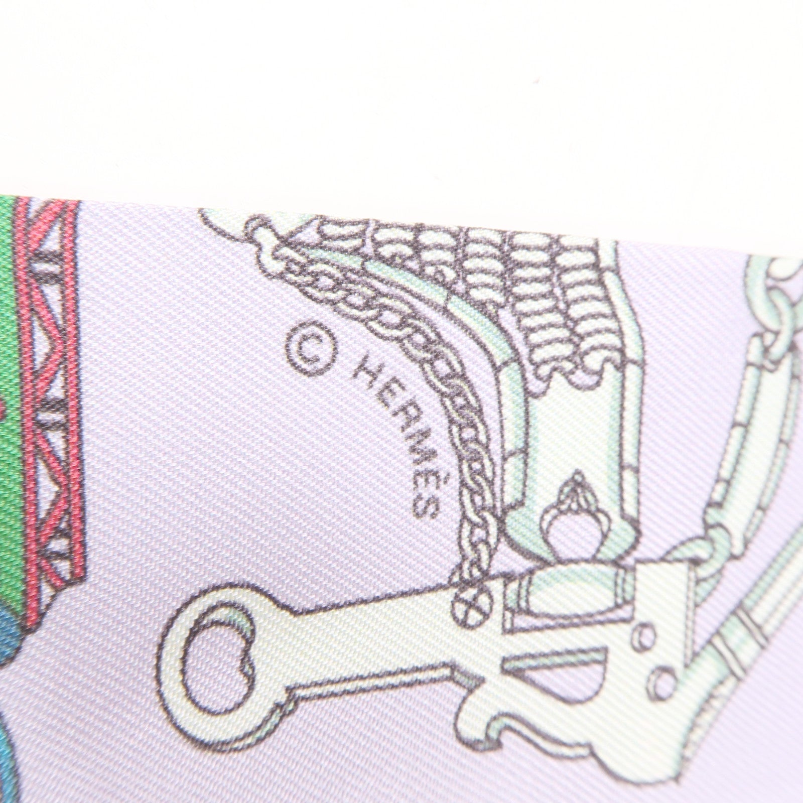 HERMES 絲質Twilly絲巾紫色/綠色