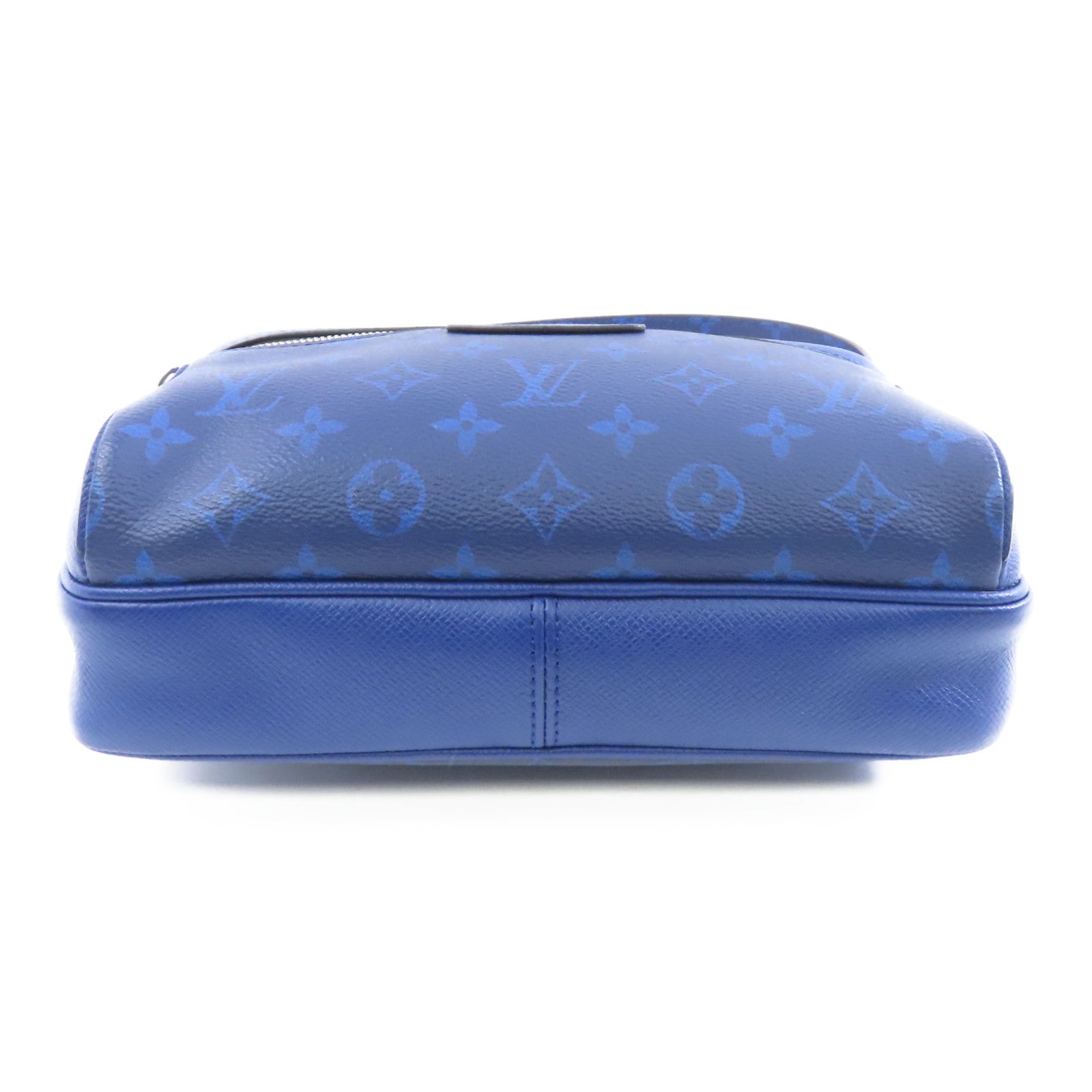 LOUIS VUITTON Monogram/Taiga Outdoor Messenger銀扣肩背袋藍色