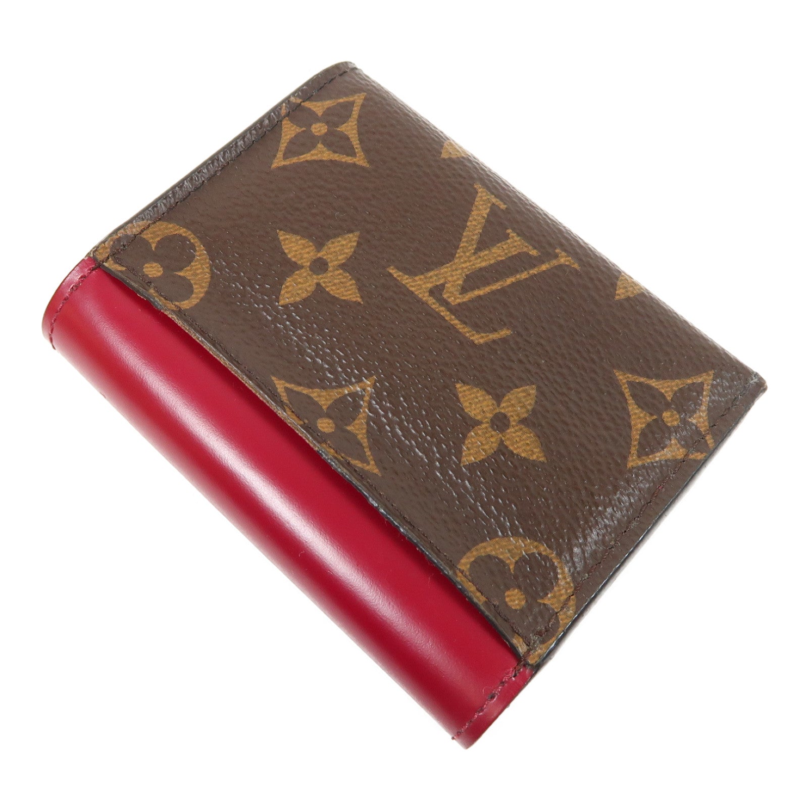 LOUIS VUITTON Monogram Wallet金扣錢包棕色/紅色