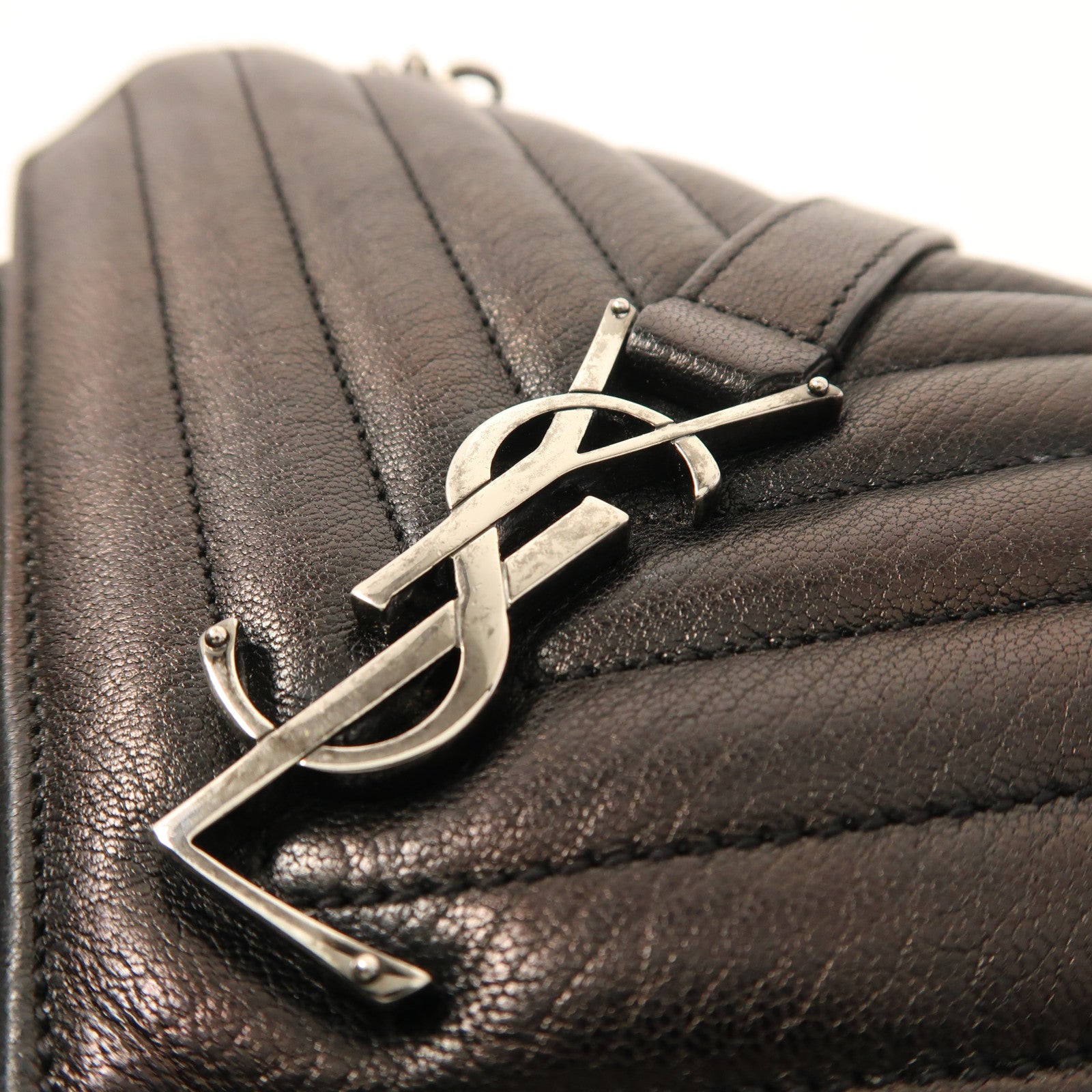 YVES SAINT LAURENT 皮革College Medium銀扣手挽肩背兩用袋