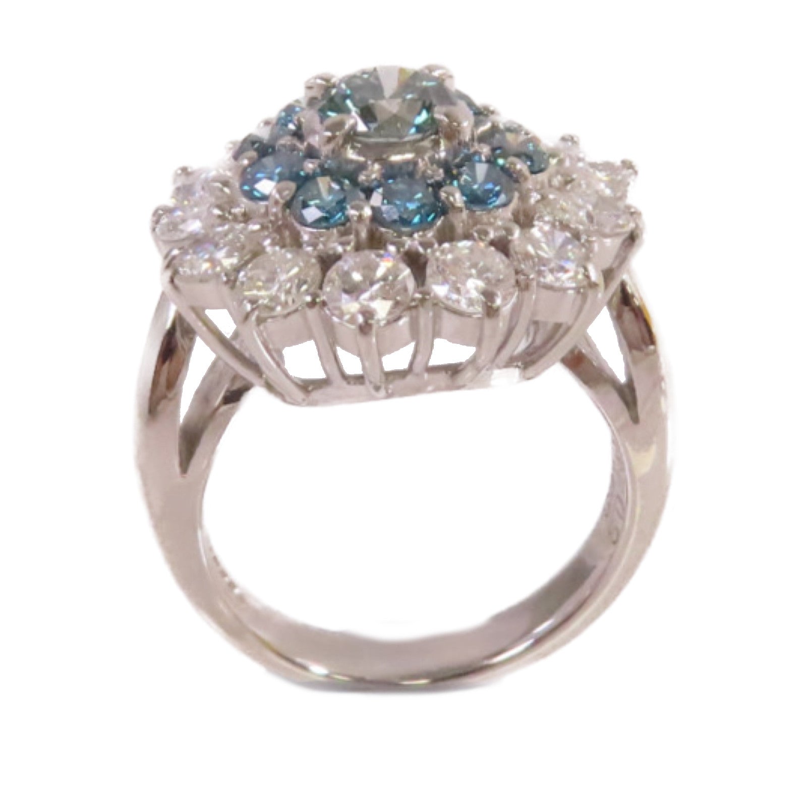 JEWELRY PT900鉑金/0.63ct藍鑽石/2.80ct鑚石Blue Diamond Ring戒指US#6