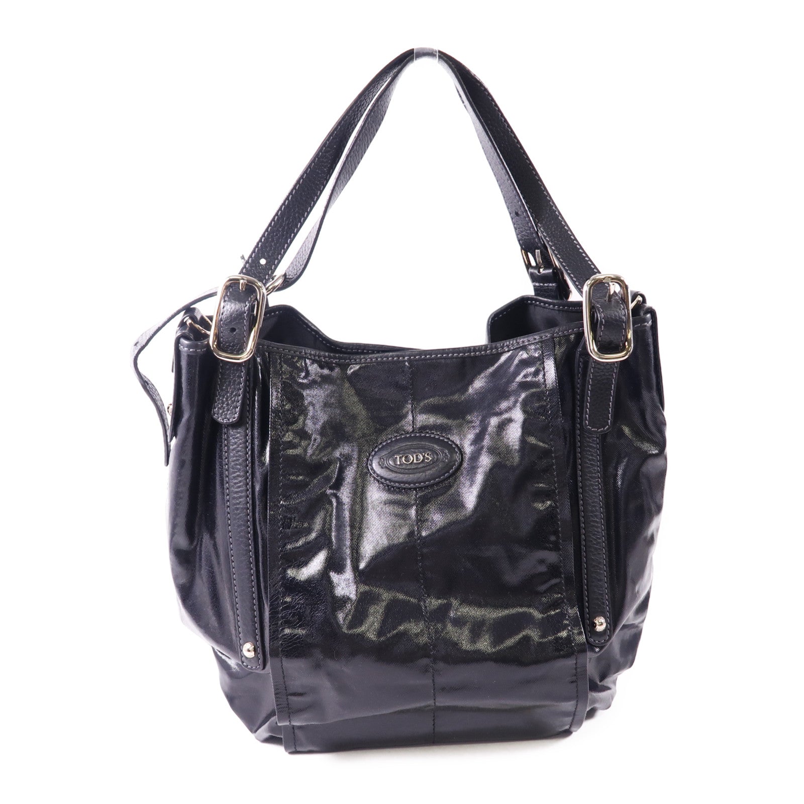 TOD'S 塗層帆布Tote Bag銀扣肩背袋
