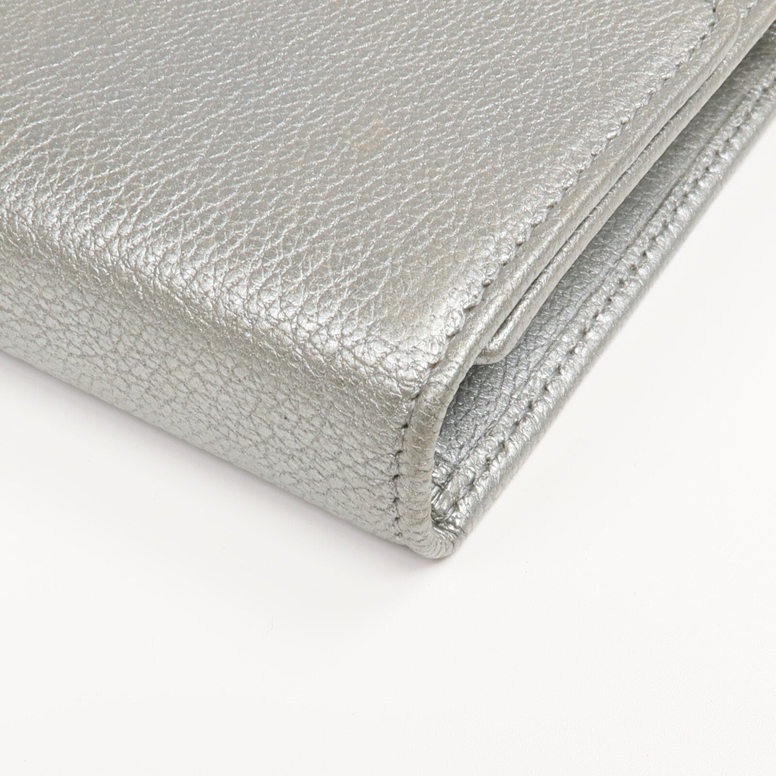 CHANEL 牛皮皮革Long Wallet銀扣長錢包