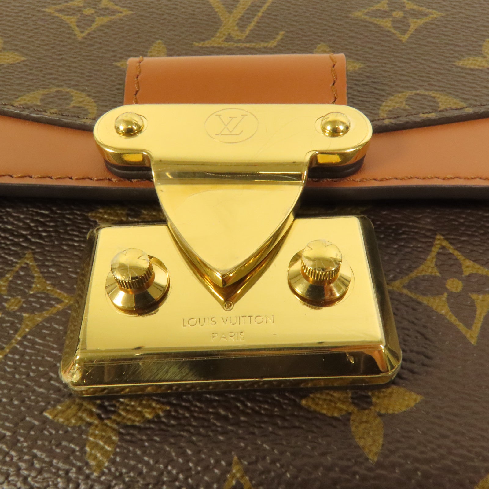 LOUIS VUITTON Monogram Marceau金扣鏈帶肩背袋棕色