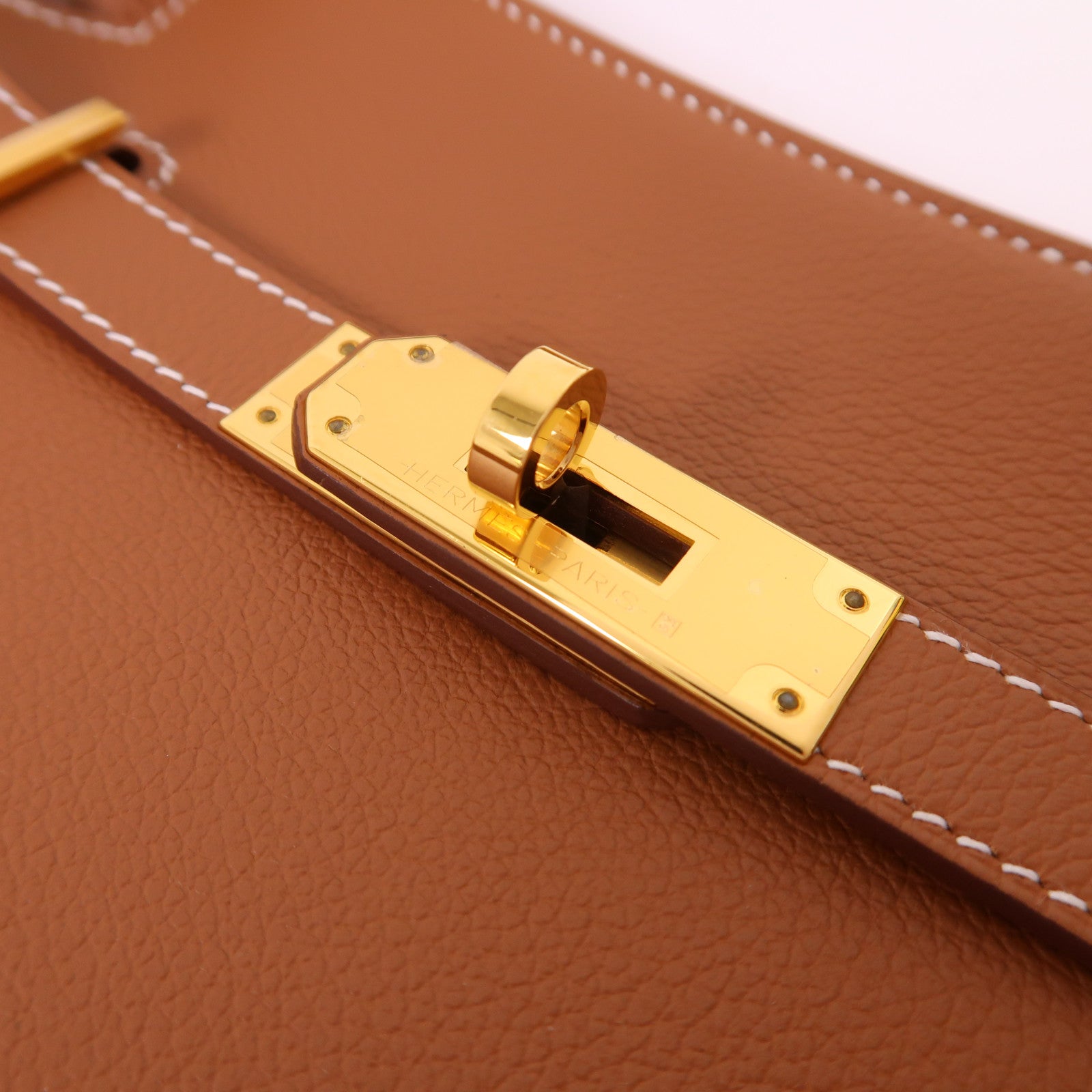 HERMES Evercolor皮革Jypsiere Mini金扣肩背袋Gold