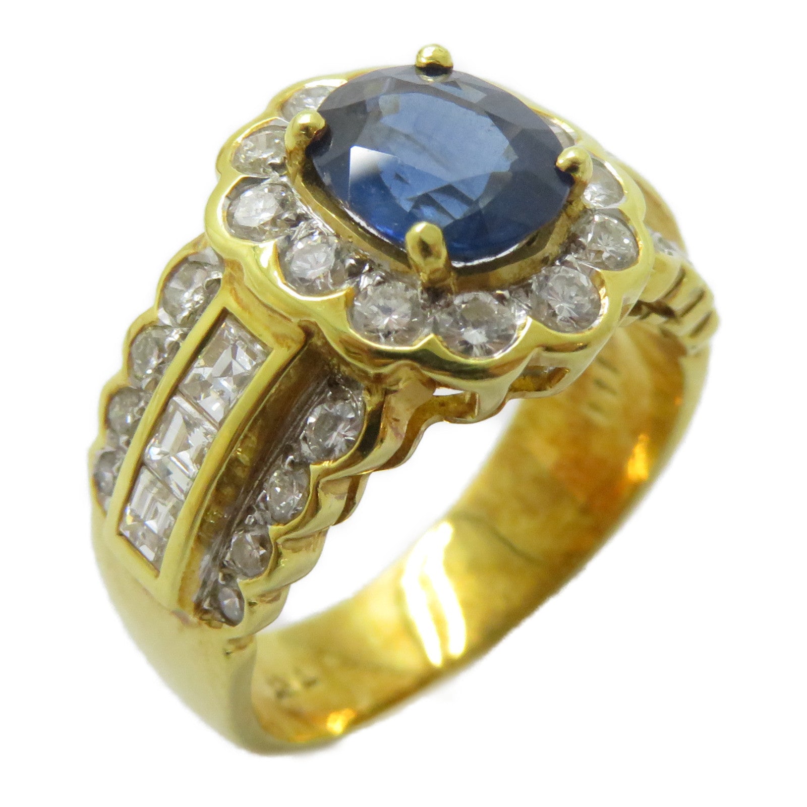JEWELRY 【激減優惠】18K黃金Sapphire Ring 1.53ct藍寶石/1.11ct鑽石戒指US#7