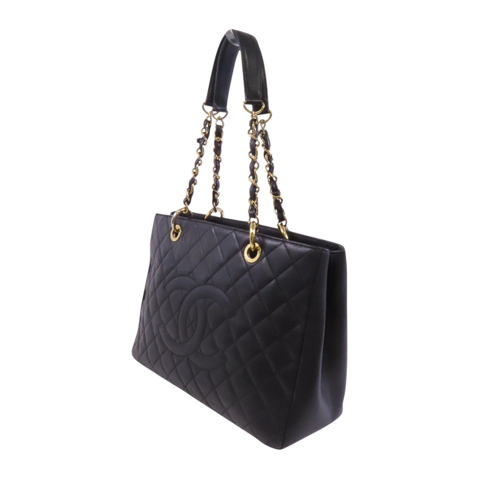 CHANEL 牛皮皮革GST金扣鏈帶肩背袋