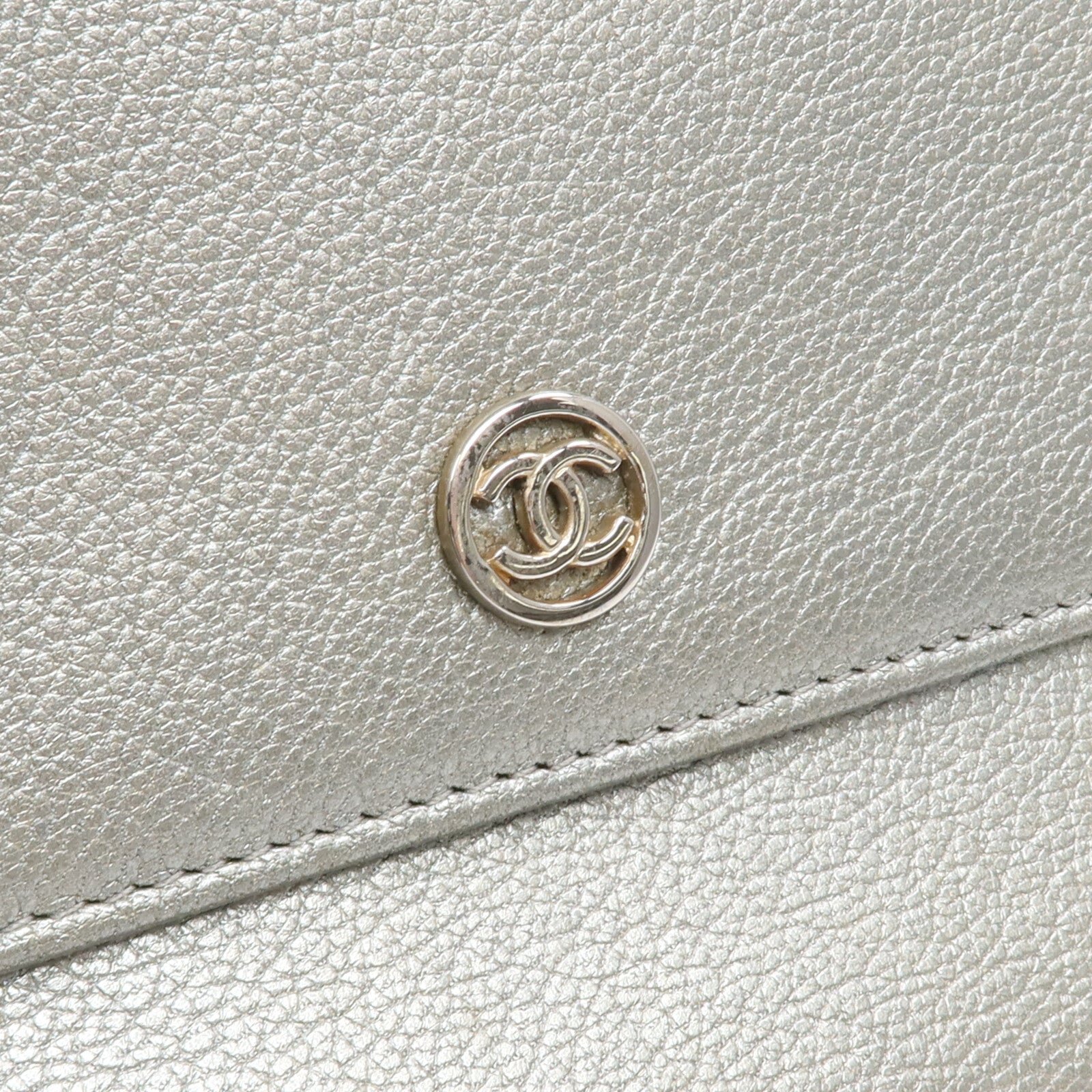 CHANEL 牛皮皮革Long Wallet銀扣長錢包