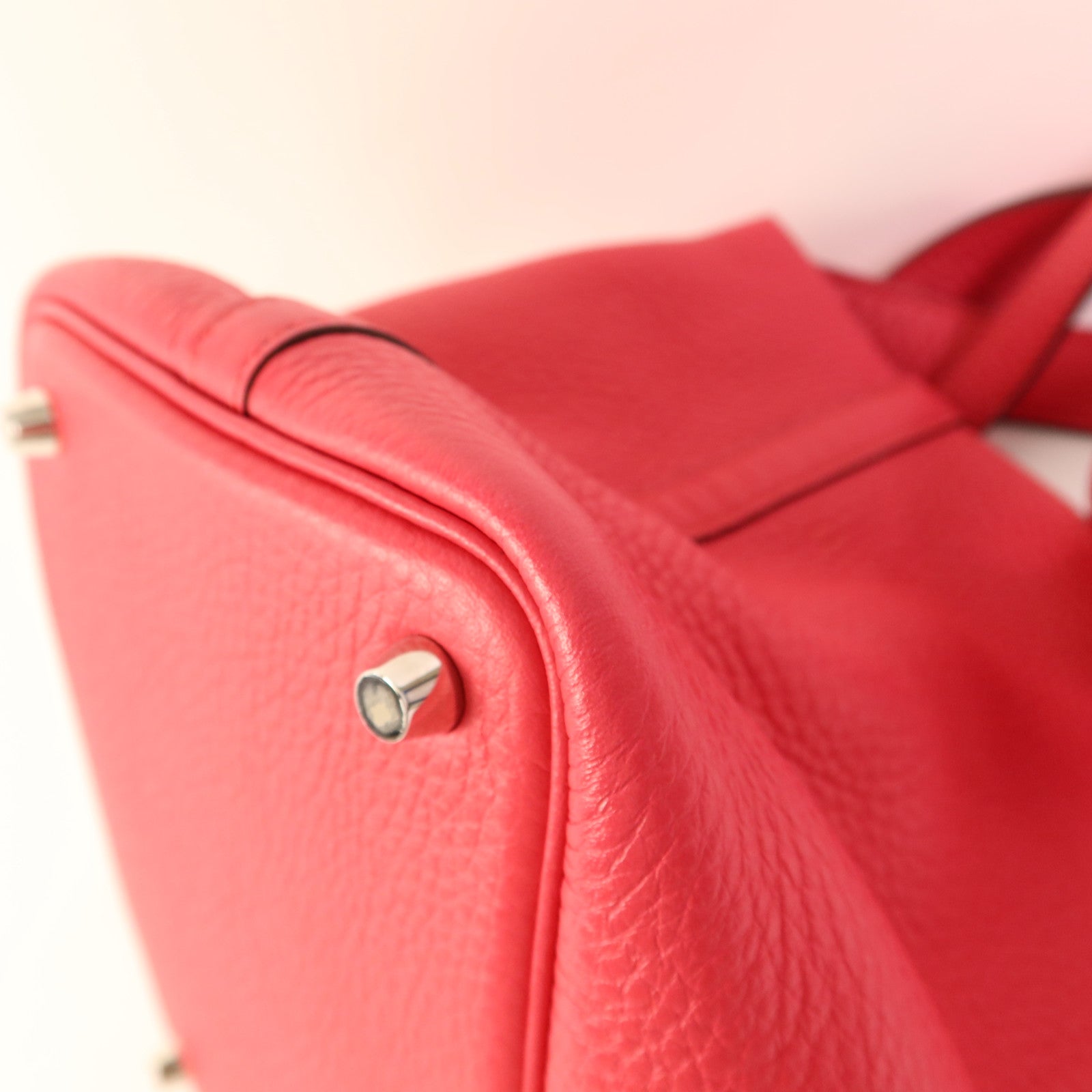 HERMES Clemence皮革Picotin PM銀扣手挽袋Rose Mexico