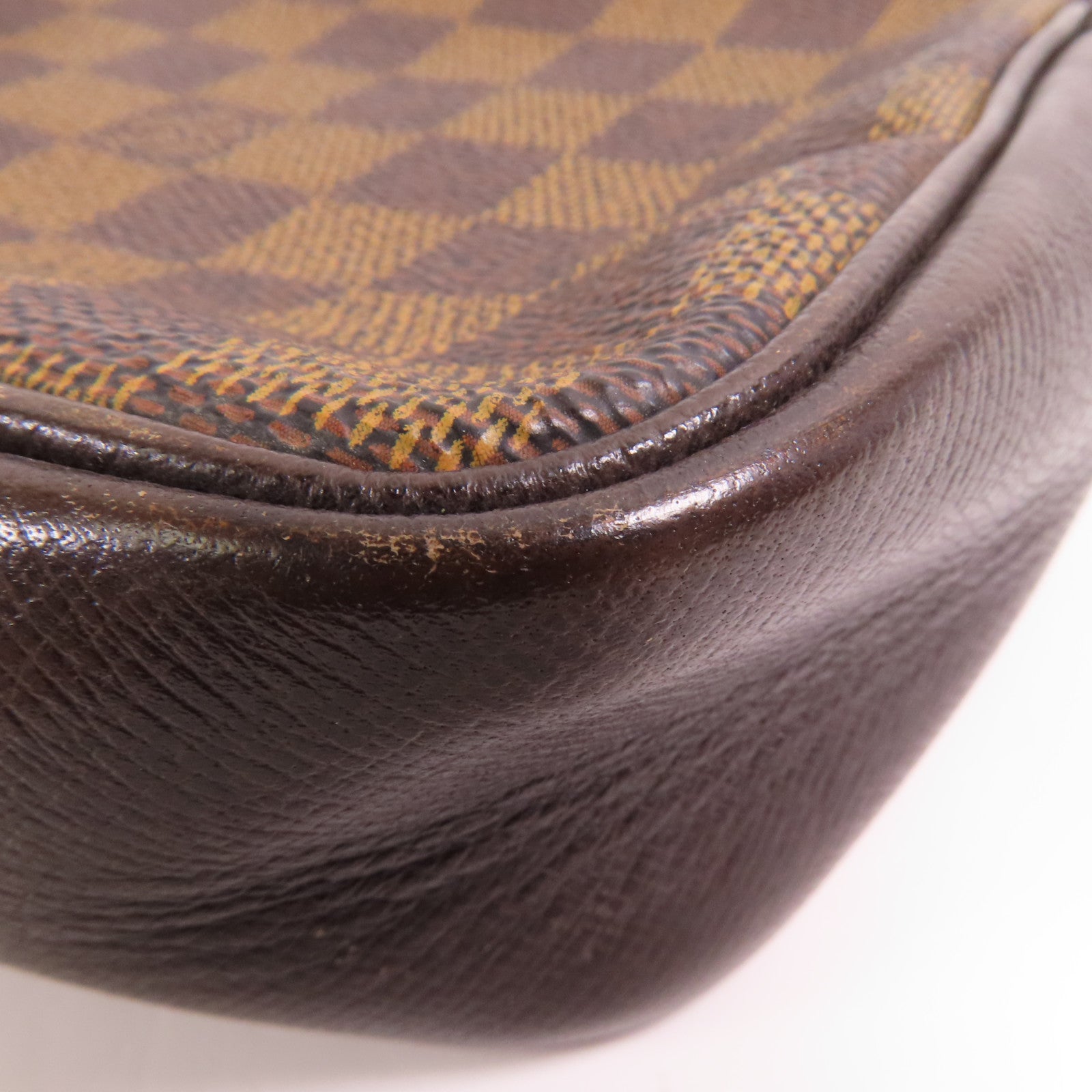 LOUIS VUITTON Damier Trousse Makeup Accessory Pouch金扣手挽袋棕色