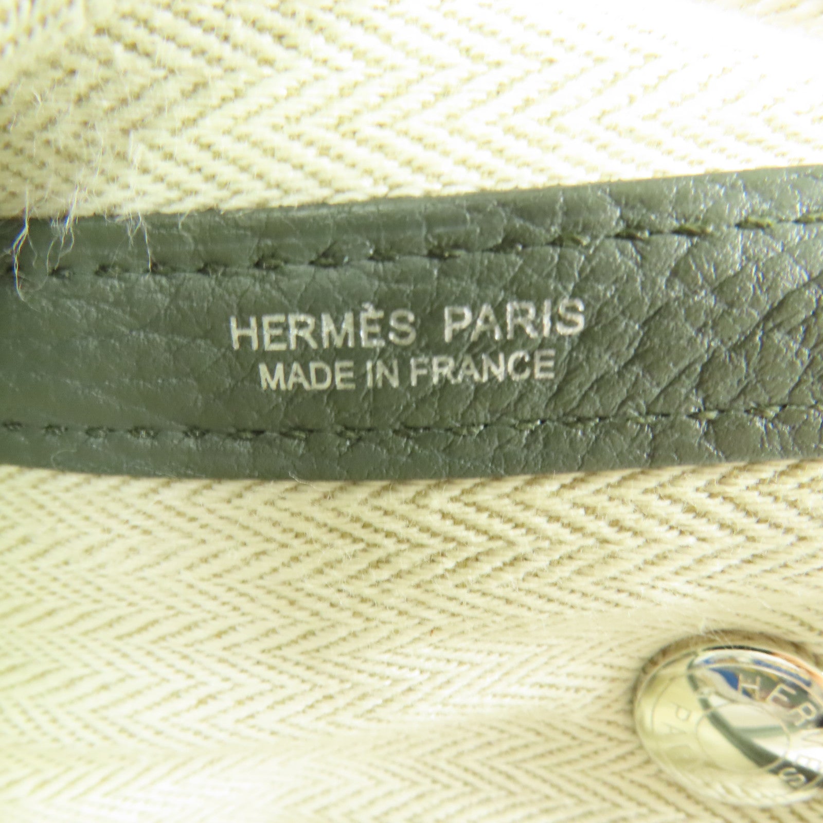HERMES Negonda皮革Garden Party TPM銀扣手挽袋Vert Amande