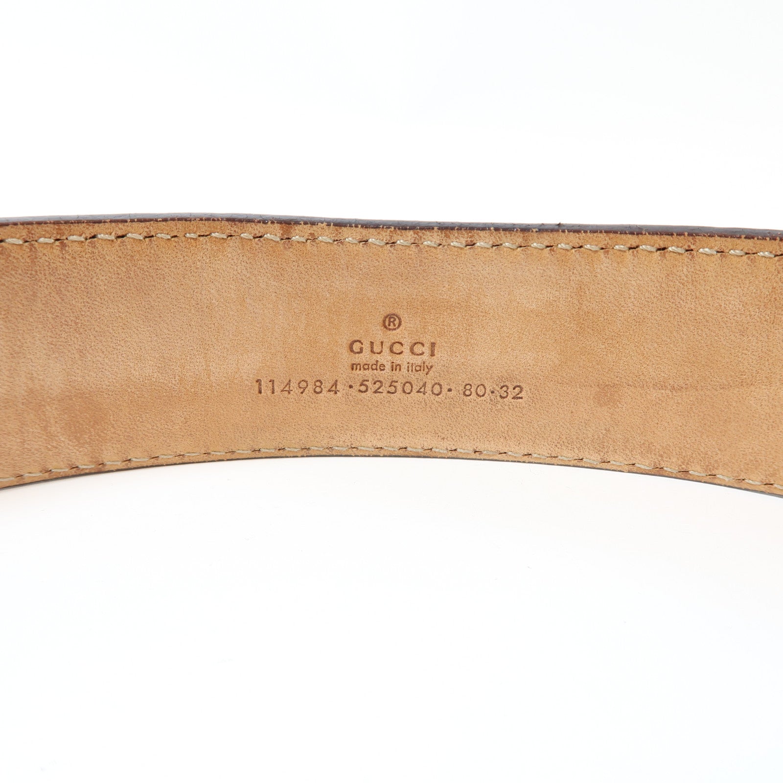GUCCI 牛皮皮革Belt銀扣皮帶灰色