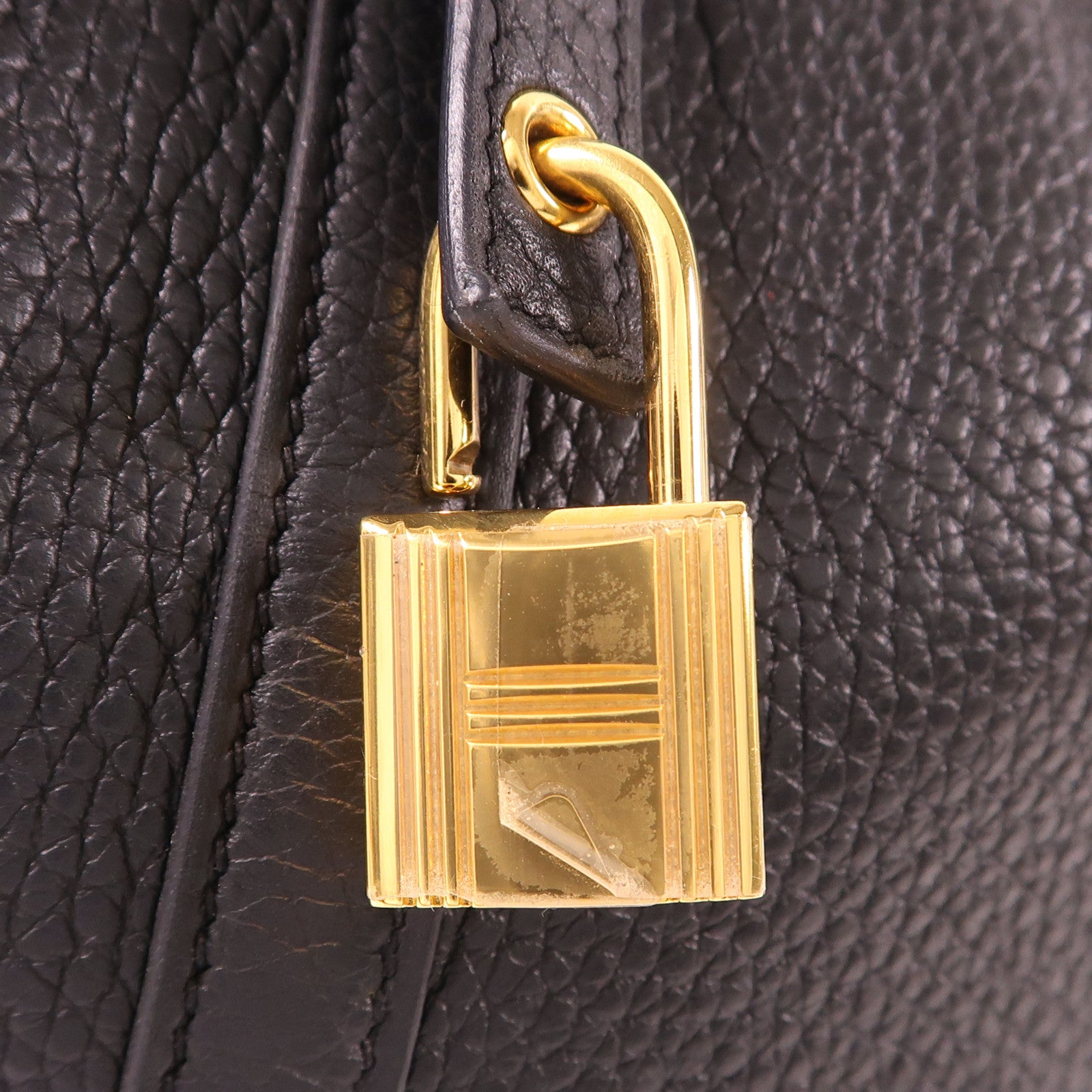HERMES Clemence皮革Picotin MM金扣手挽袋89 Noir