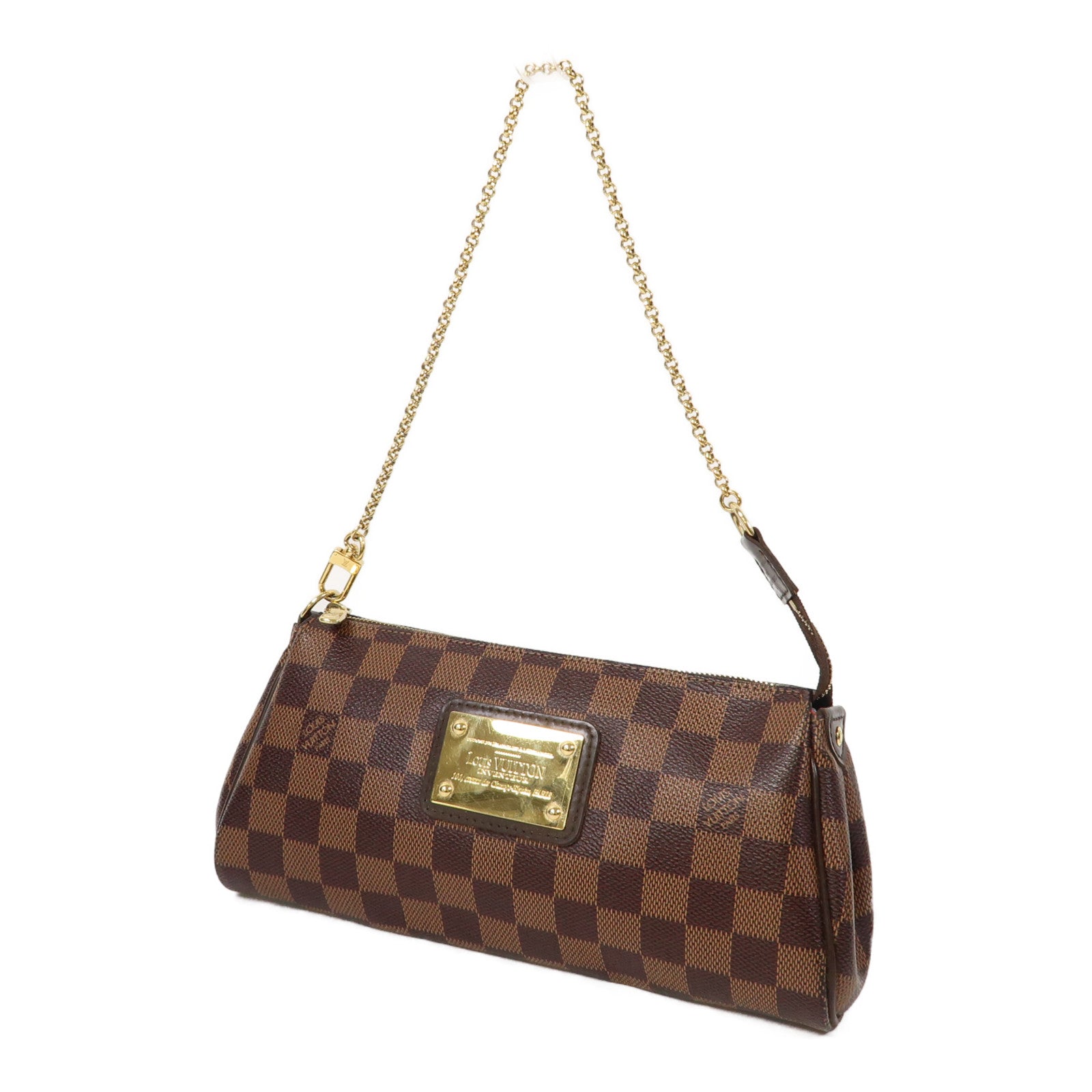 LOUIS VUITTON Damier Ebene Eva金扣鏈帶肩背袋啡色