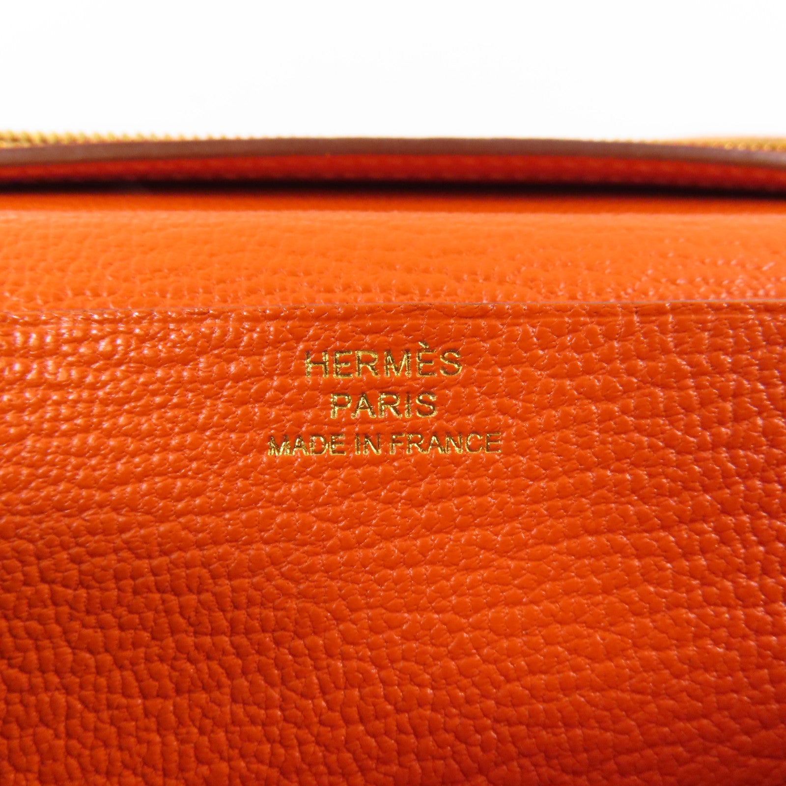 HERMES 【激減優惠】Chevre皮革Bearn金扣長錢包93 Orange