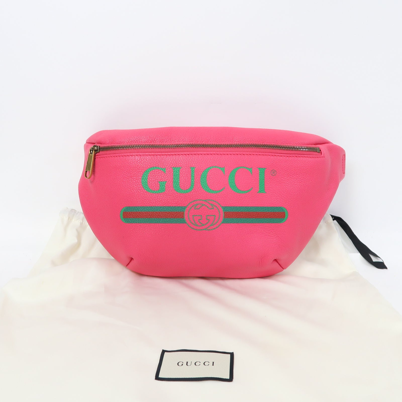GUCCI 牛皮皮革Waist Bag金扣腰包粉紅色