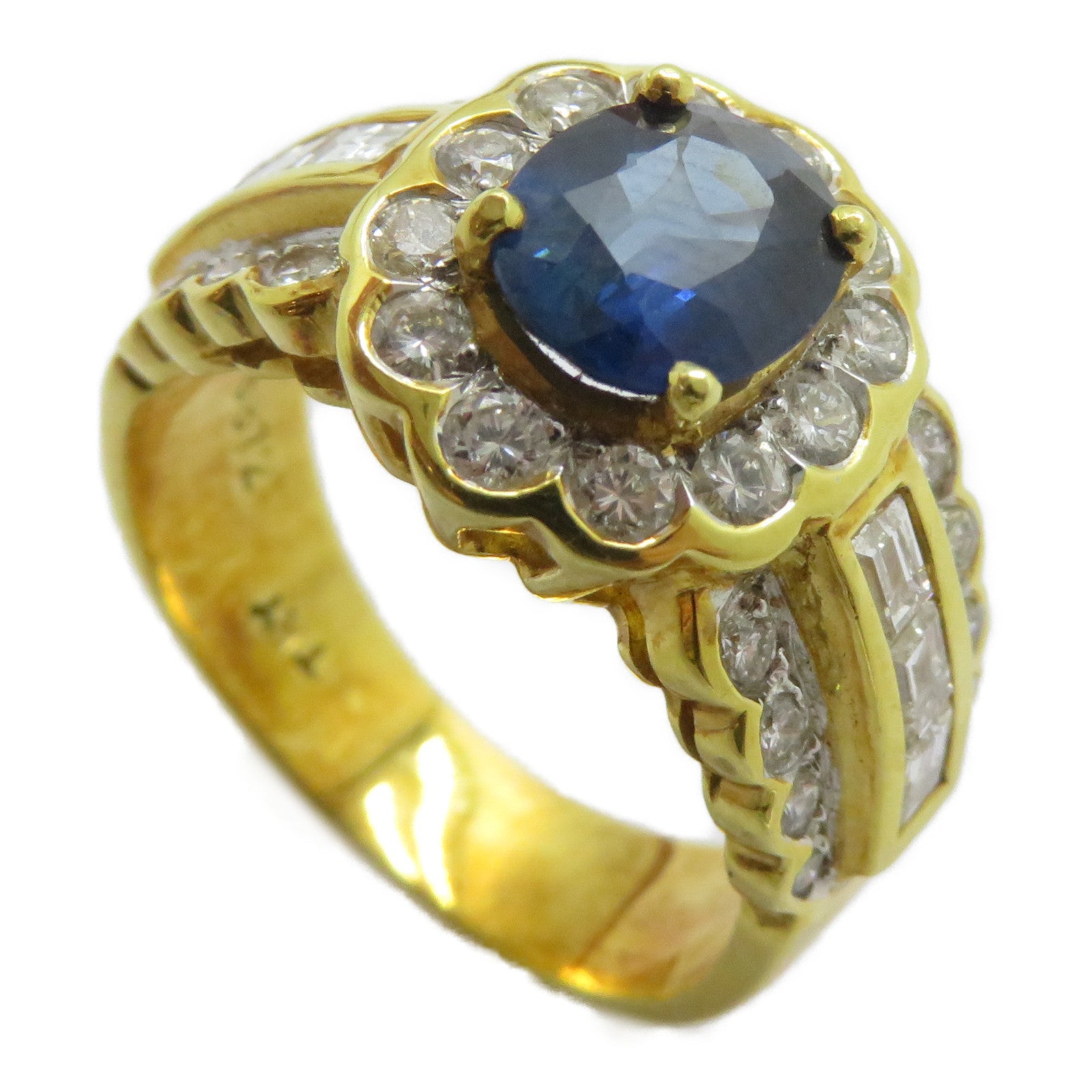 JEWELRY 【激減優惠】18K黃金Sapphire Ring 1.53ct藍寶石/1.11ct鑽石戒指US#7