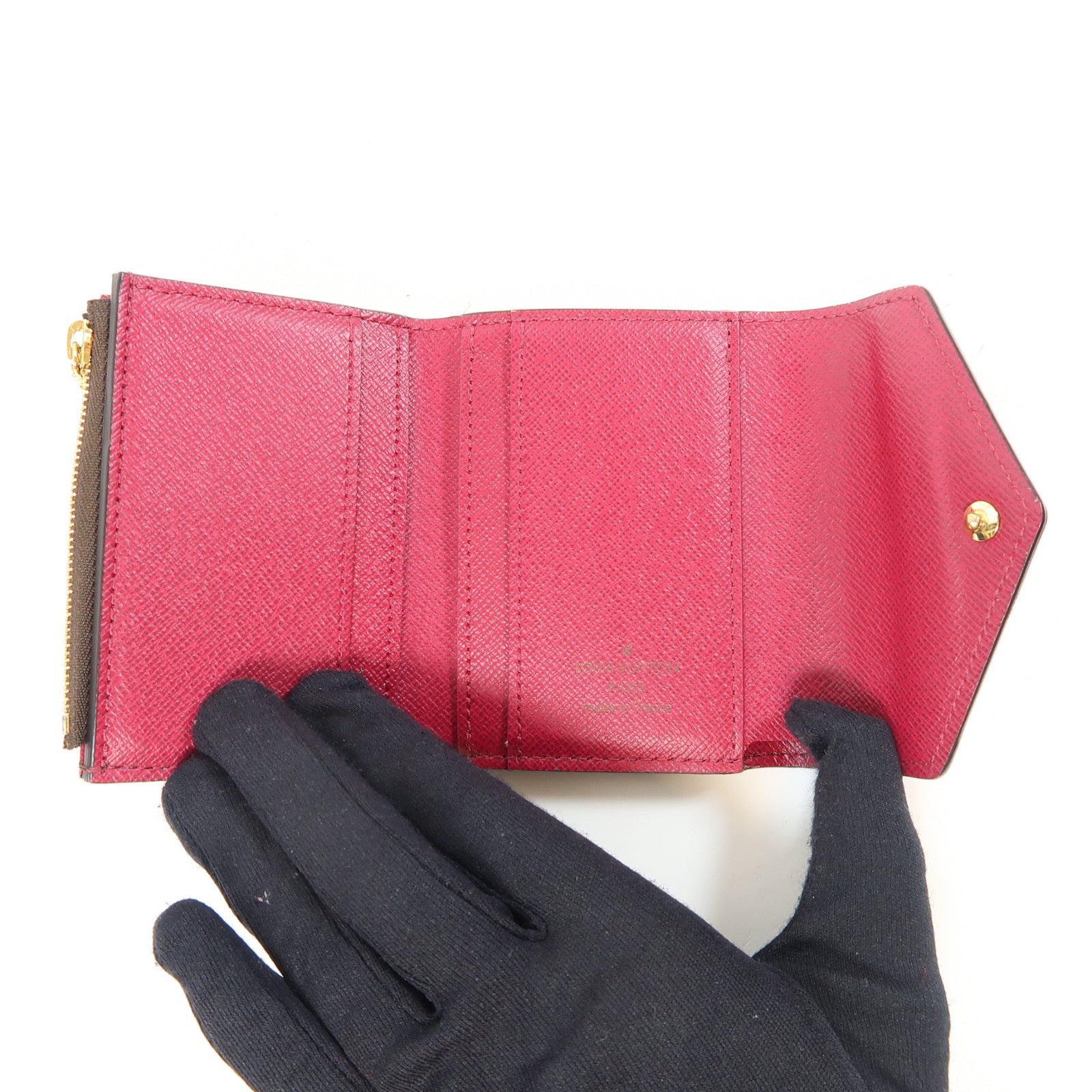 LOUIS VUITTON Monogram Wallet金扣錢包棕色/紅色