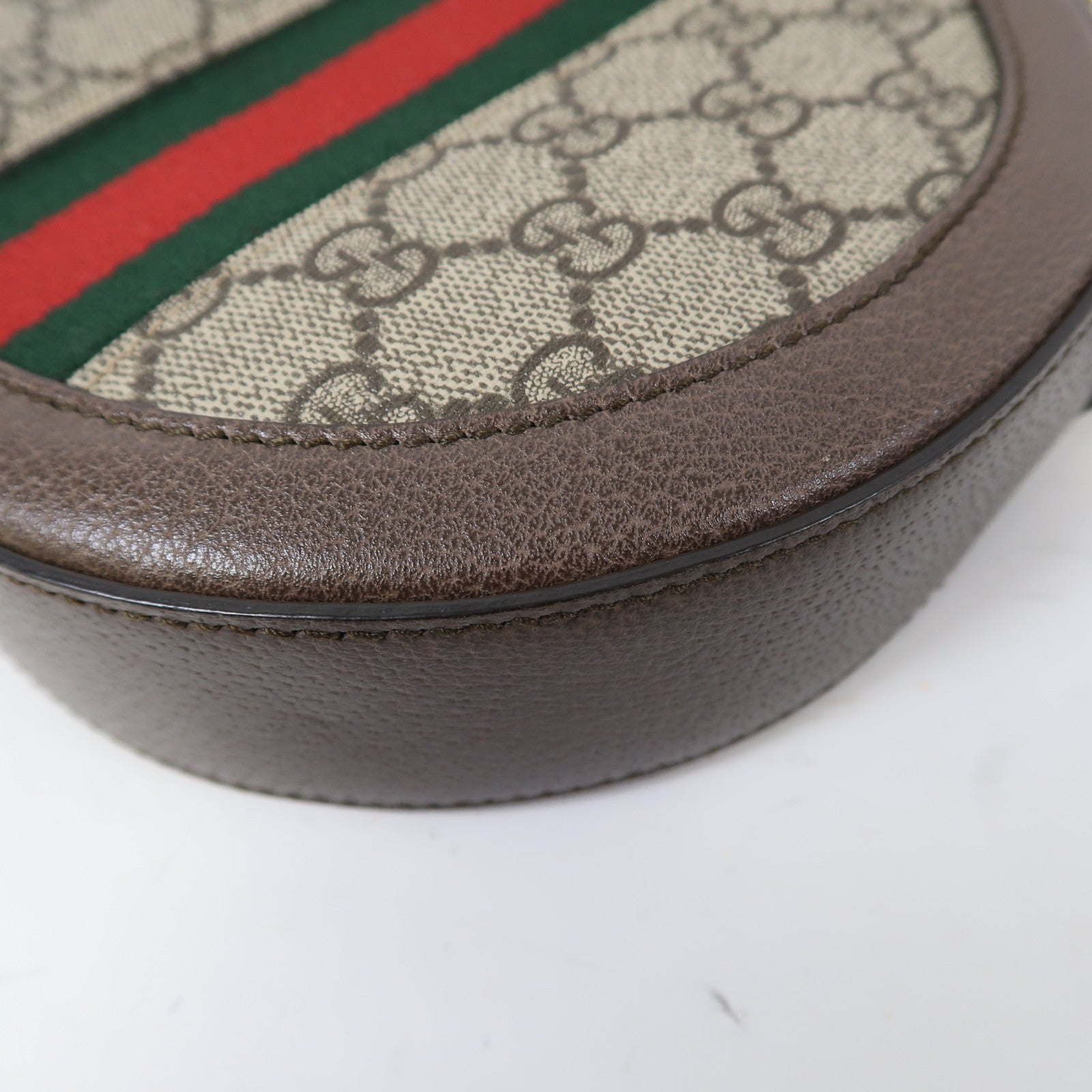 GUCCI 塗層帆布Ophidia GG金扣鏈帶肩背袋啡色