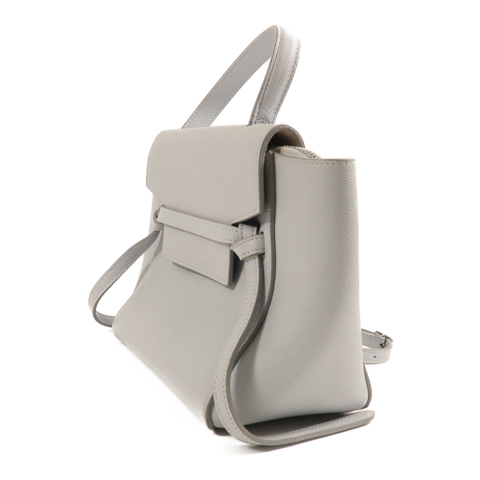 CELINE 牛皮皮革Nano Belt Bag銀扣手挽肩背兩用袋藍色