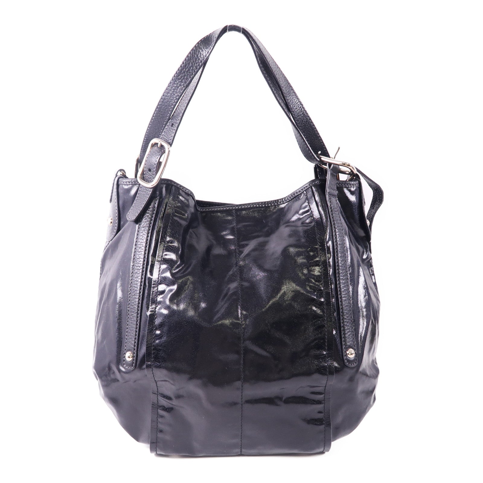 TOD'S 塗層帆布Tote Bag銀扣肩背袋
