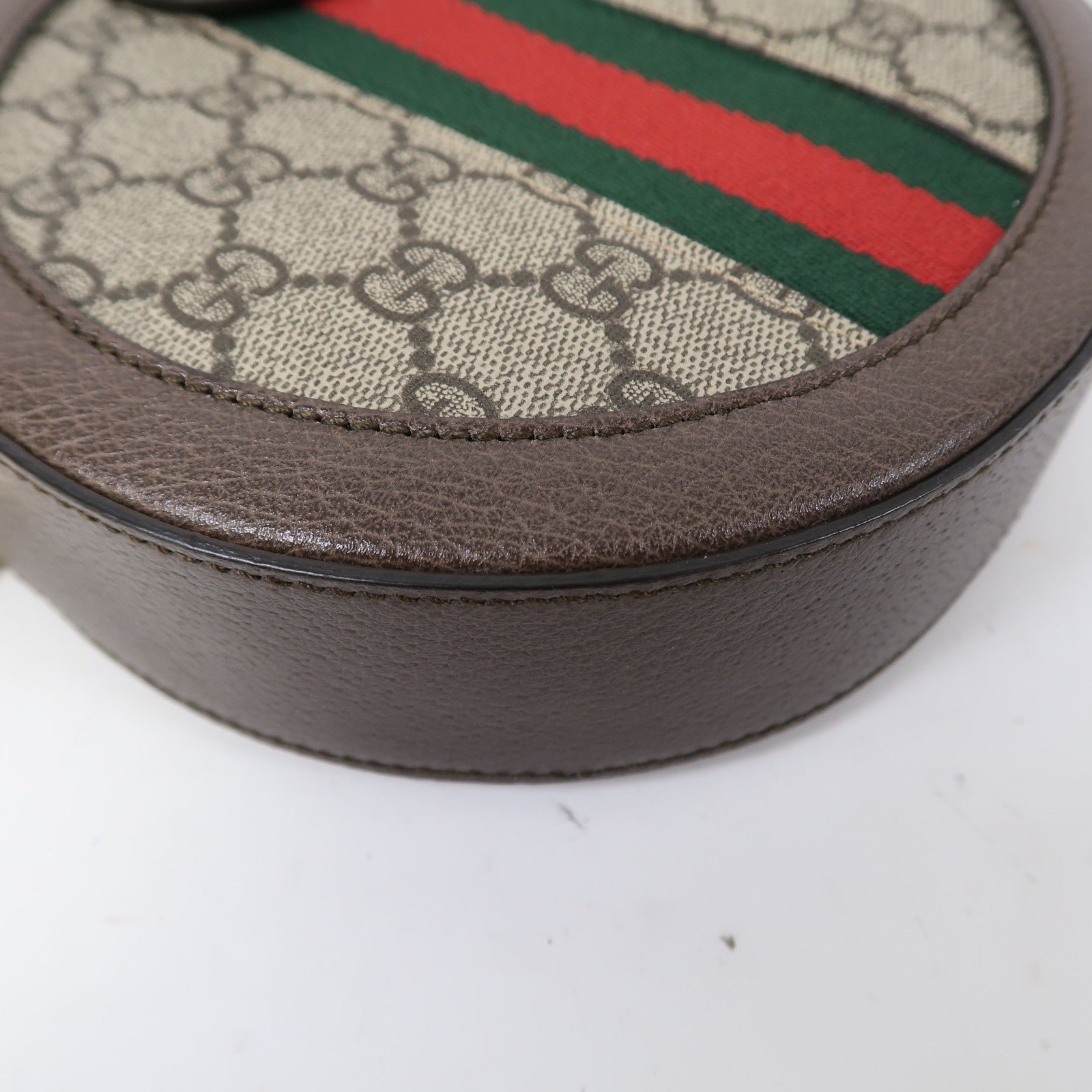 GUCCI 塗層帆布Ophidia GG金扣鏈帶肩背袋啡色
