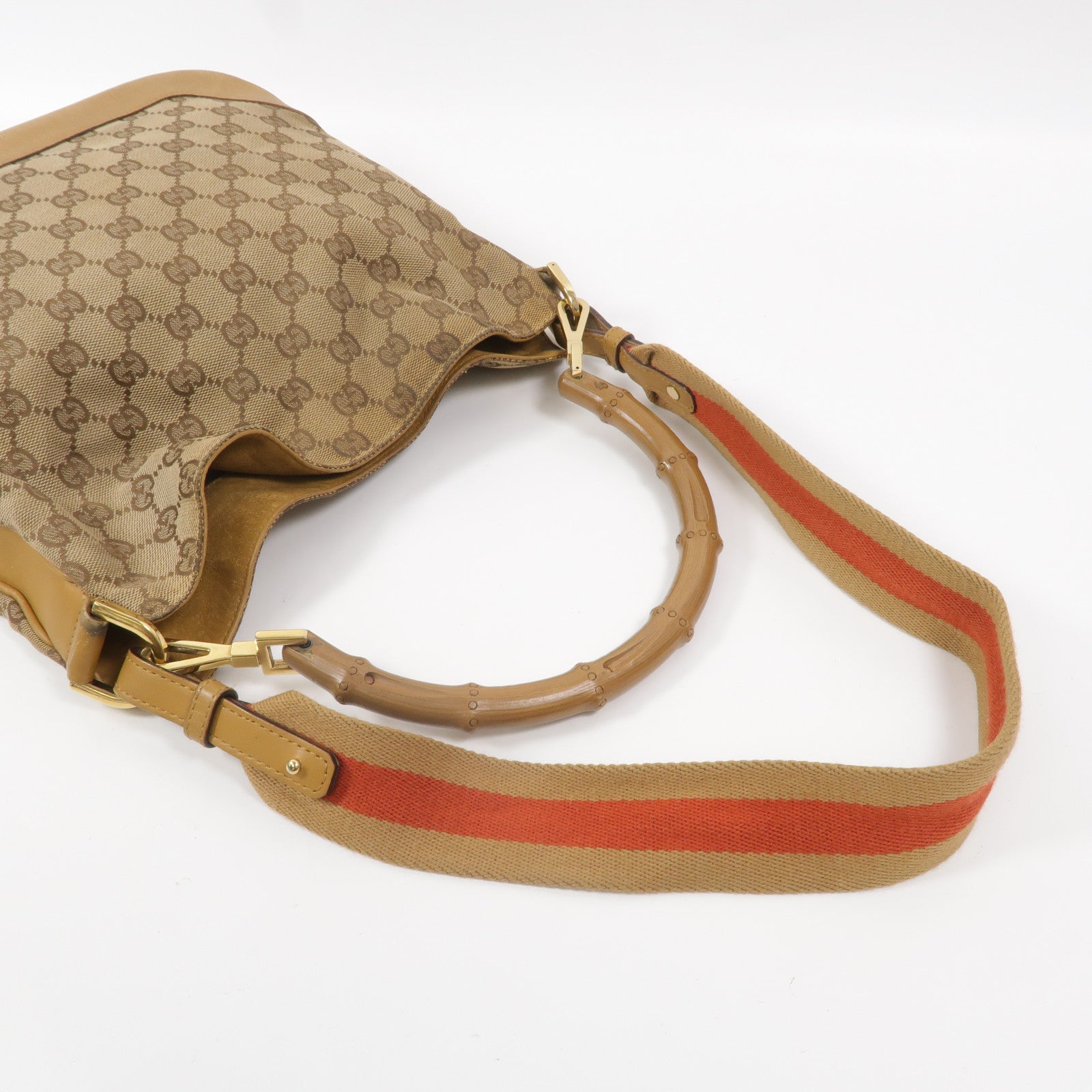 GUCCI 帆布Bamboo 2 Way Shoulder手挽肩背兩用袋
