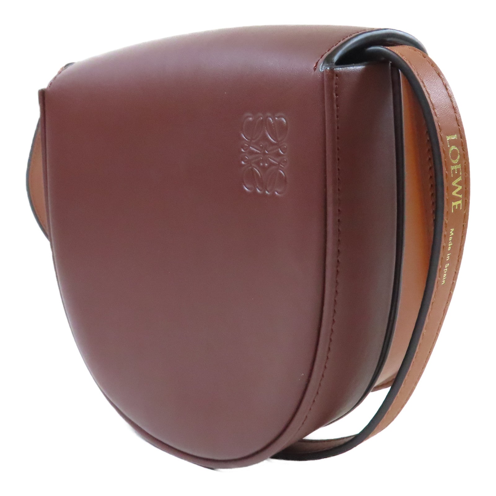 LOEWE 【激減優惠】牛皮皮革Heel Dou金扣肩背袋啡色– Brand Off