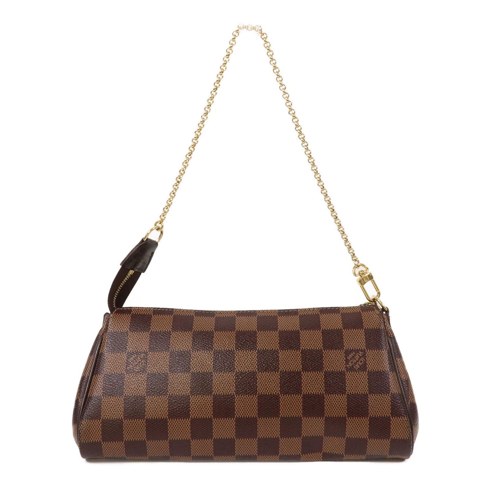 LOUIS VUITTON Damier Ebene Eva金扣鏈帶肩背袋啡色