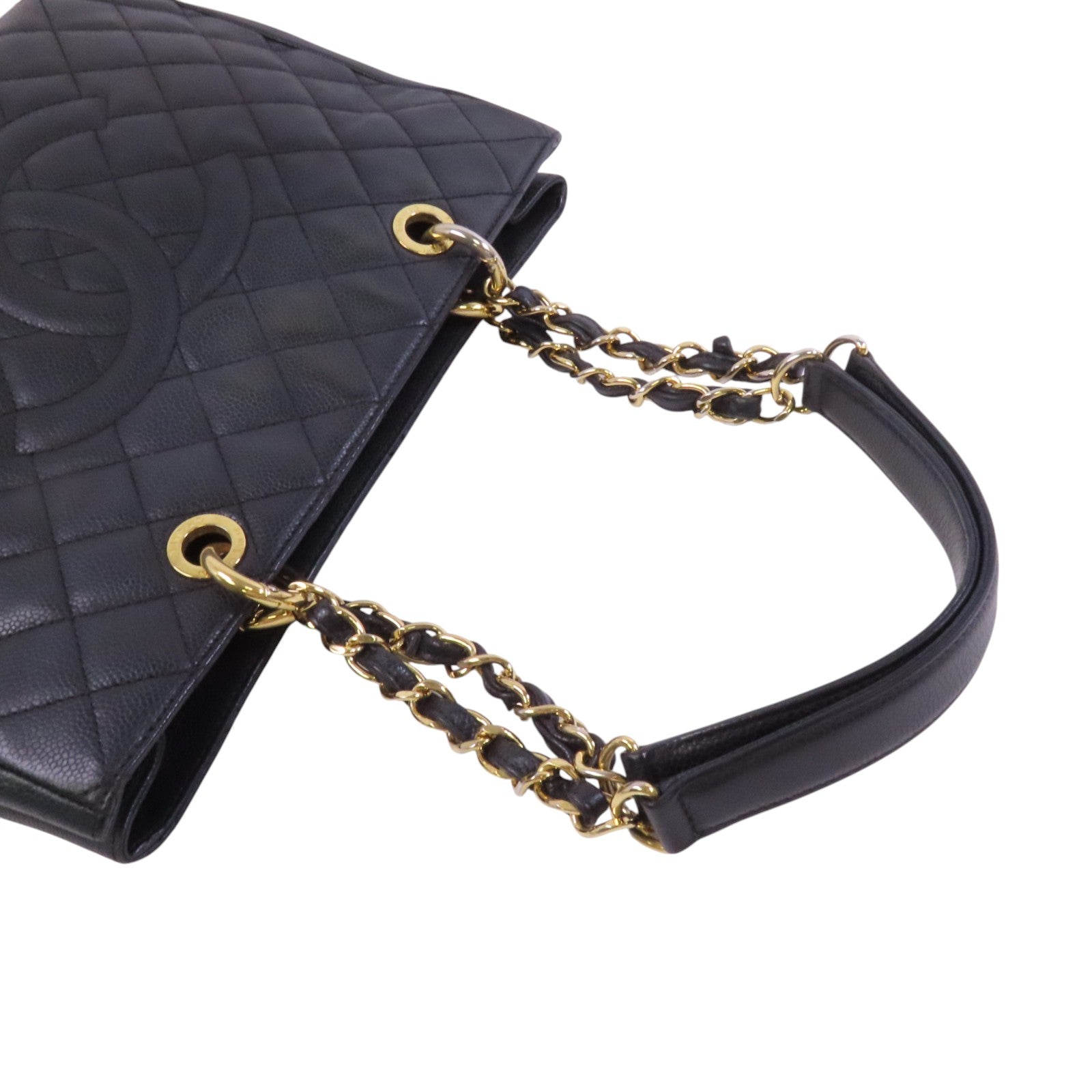 CHANEL 牛皮皮革GST金扣鏈帶肩背袋