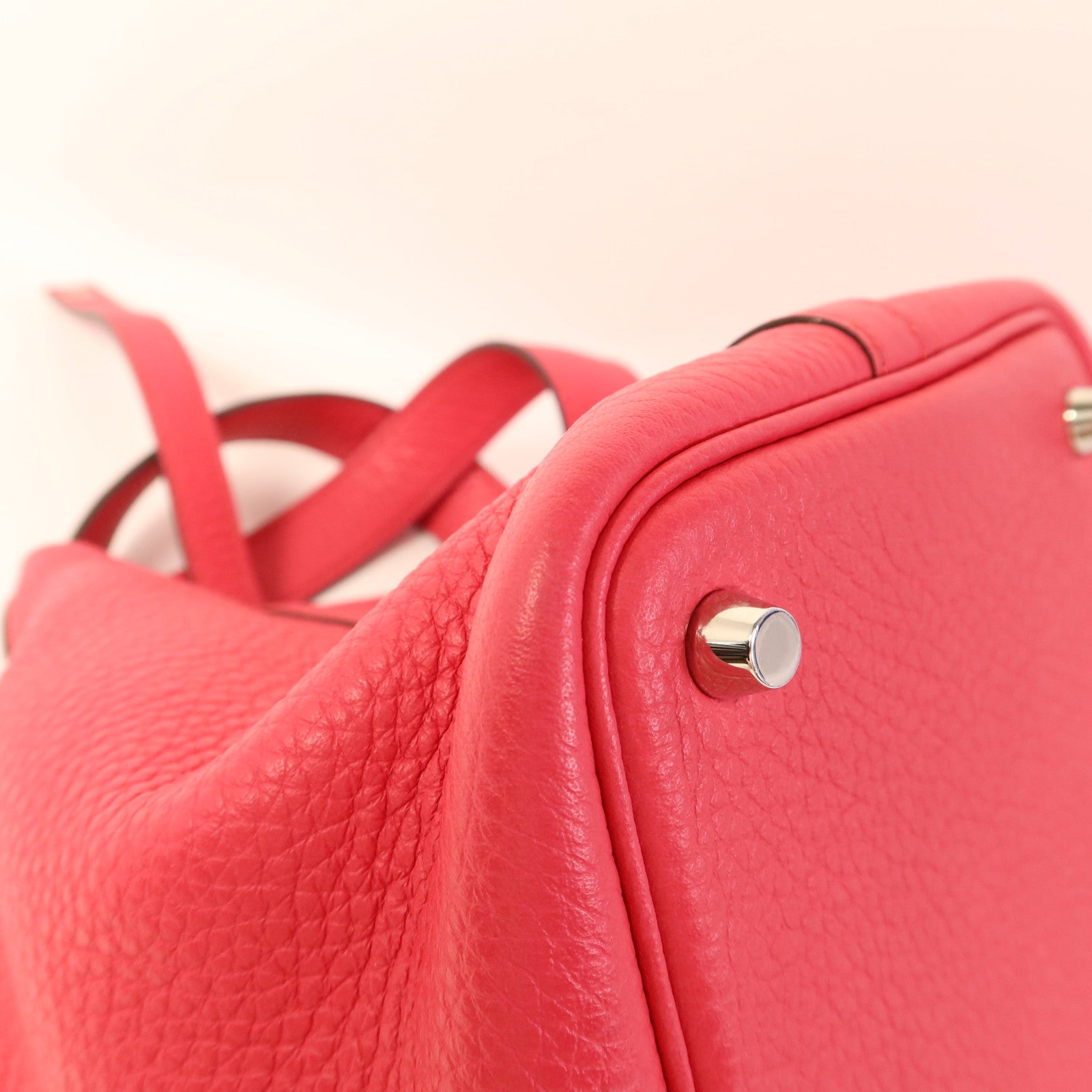 HERMES Clemence皮革Picotin PM銀扣手挽袋Rose Mexico