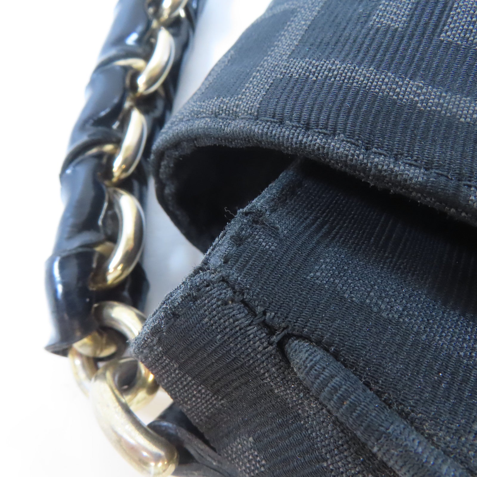 FENDI 帆布Zucca Mia Flap銀扣肩背袋啡色