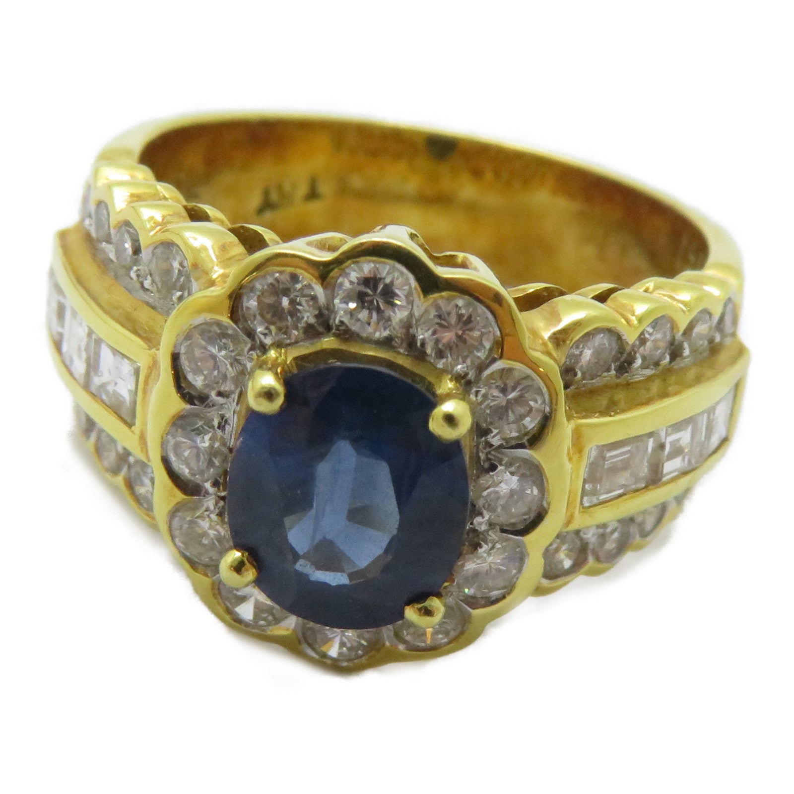 JEWELRY 【激減優惠】18K黃金Sapphire Ring 1.53ct藍寶石/1.11ct鑽石戒指US#7