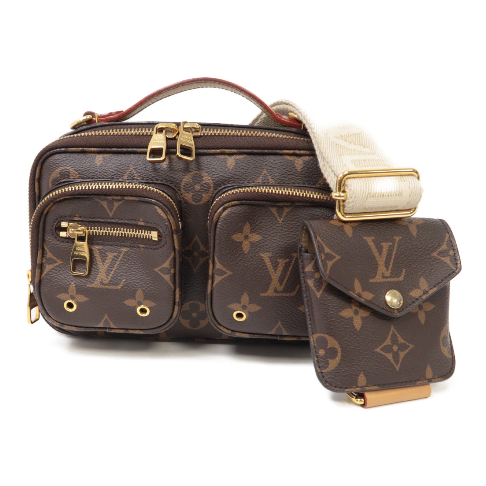 LOUIS VUITTON Monogram Utility金扣手挽肩背兩用袋啡色