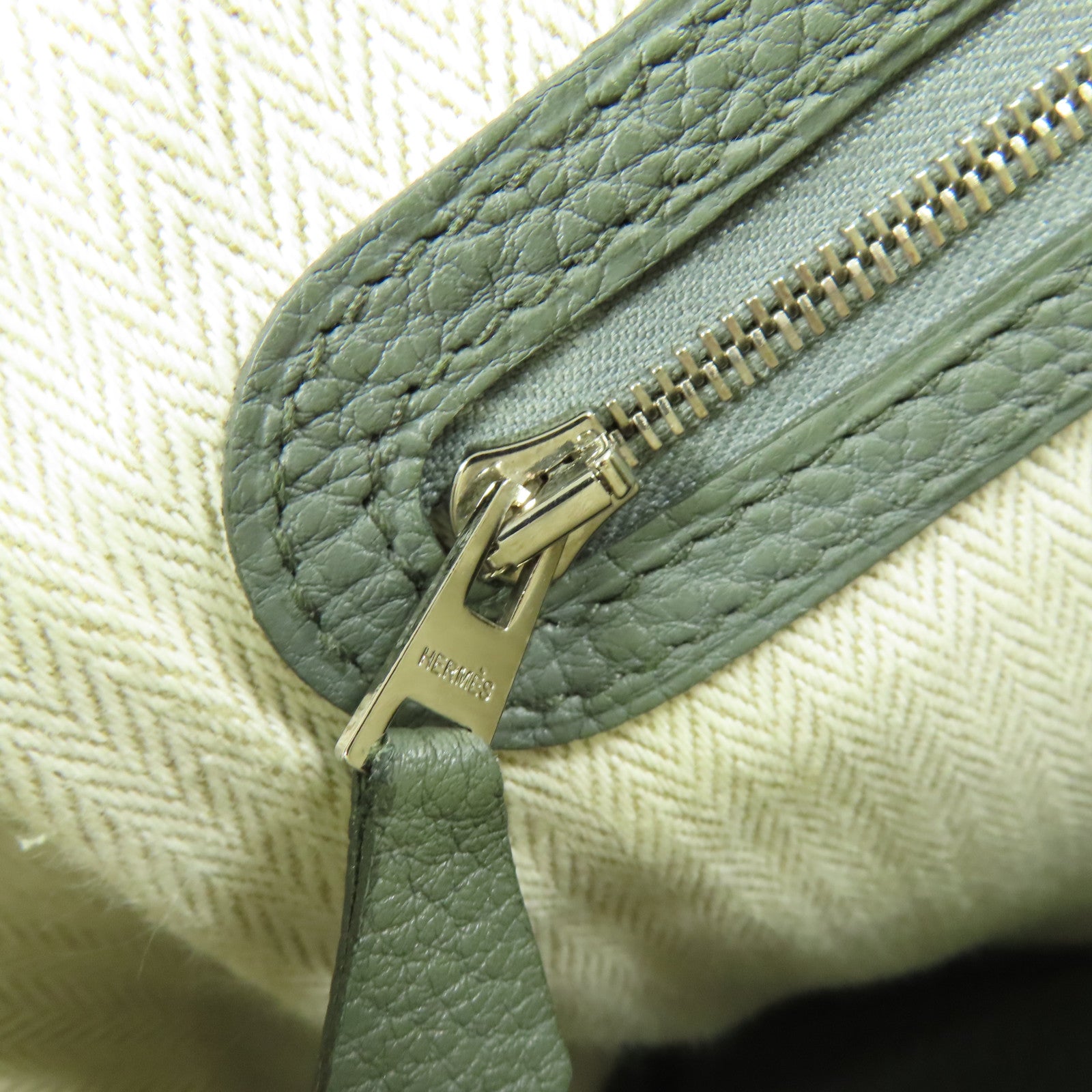 HERMES Negonda皮革Garden Party TPM銀扣手挽袋Vert Amande