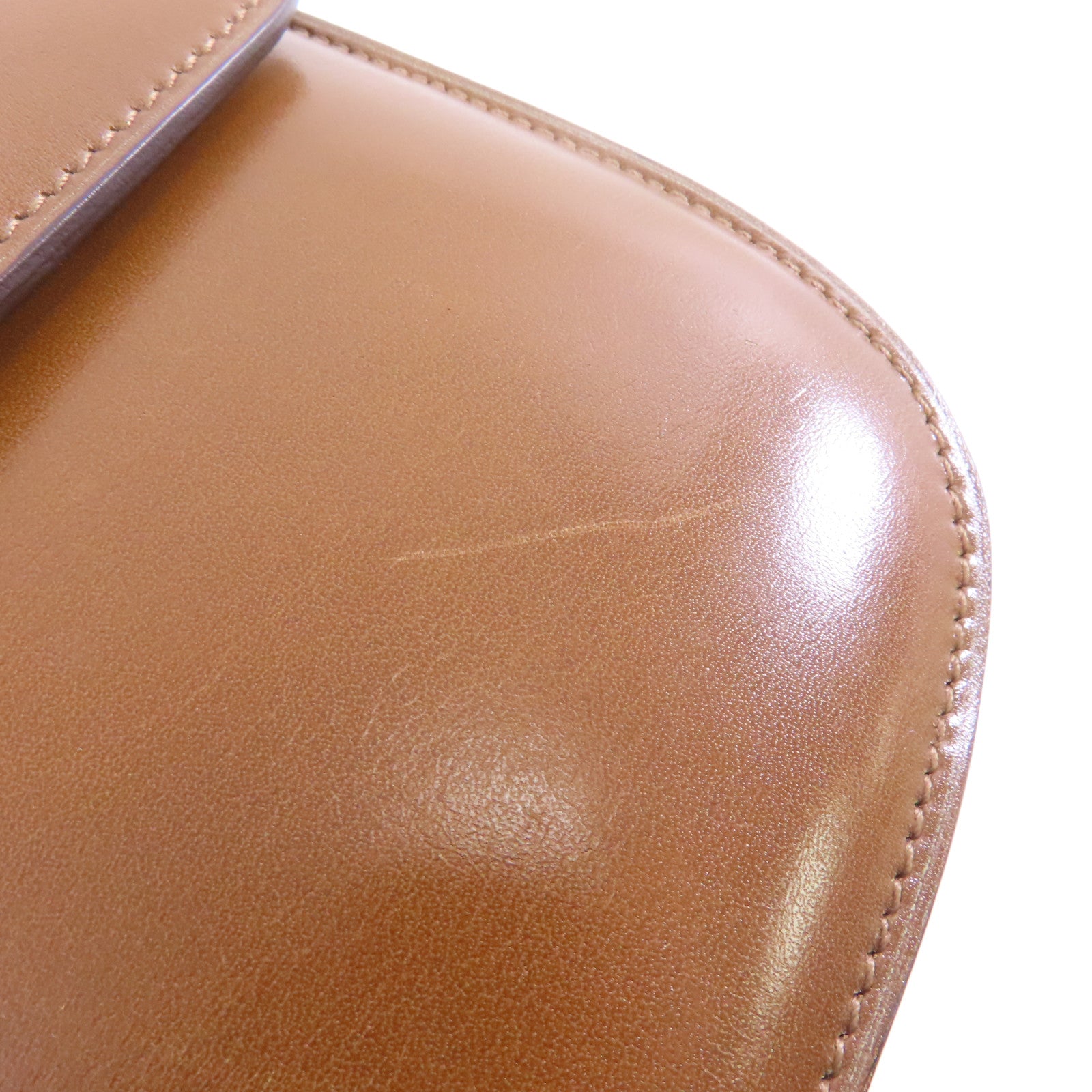 CELINE 牛皮皮革Classic Box金扣肩背袋啡色