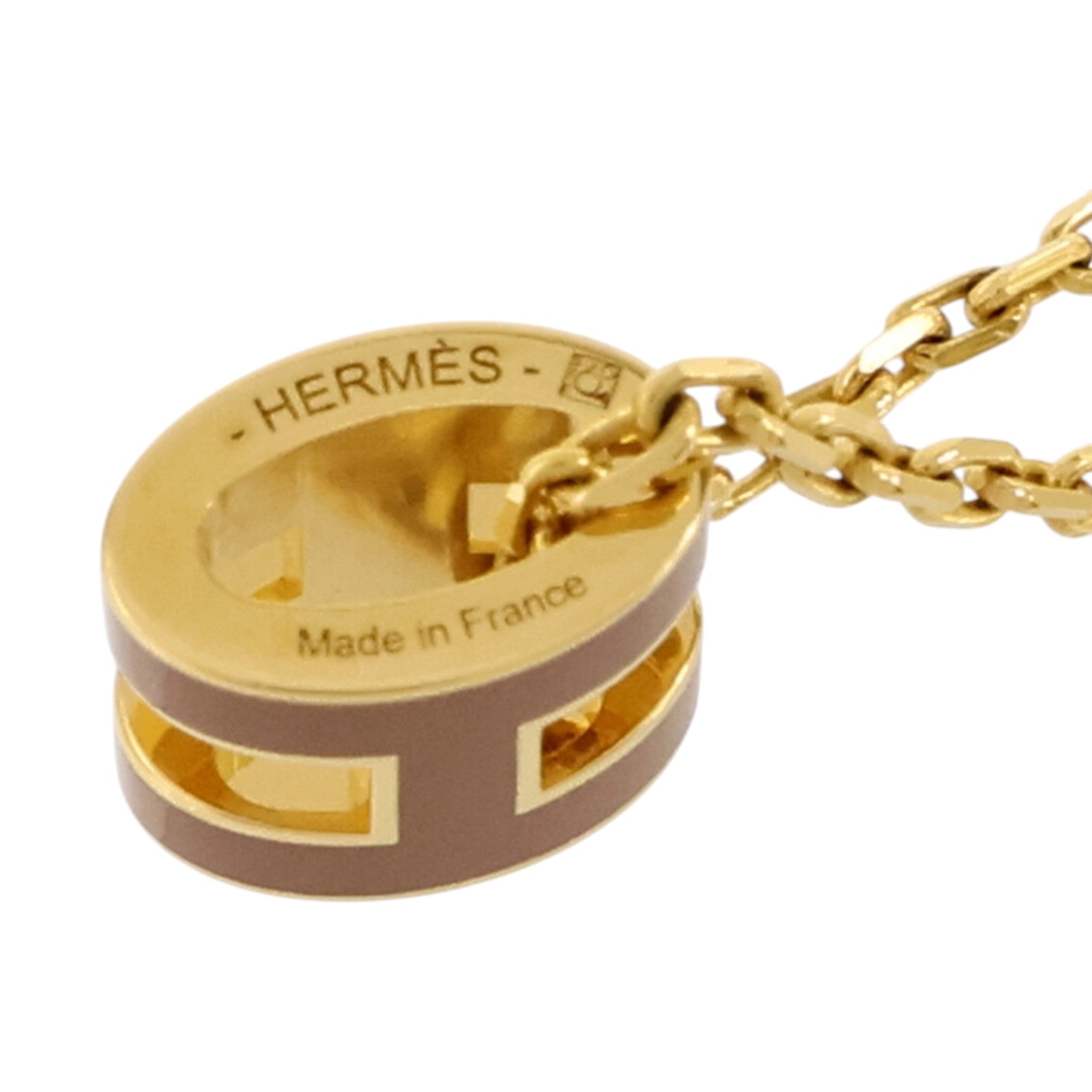 HERMES 金屬/琺瑯Mini Pop H項鏈Marron Glace